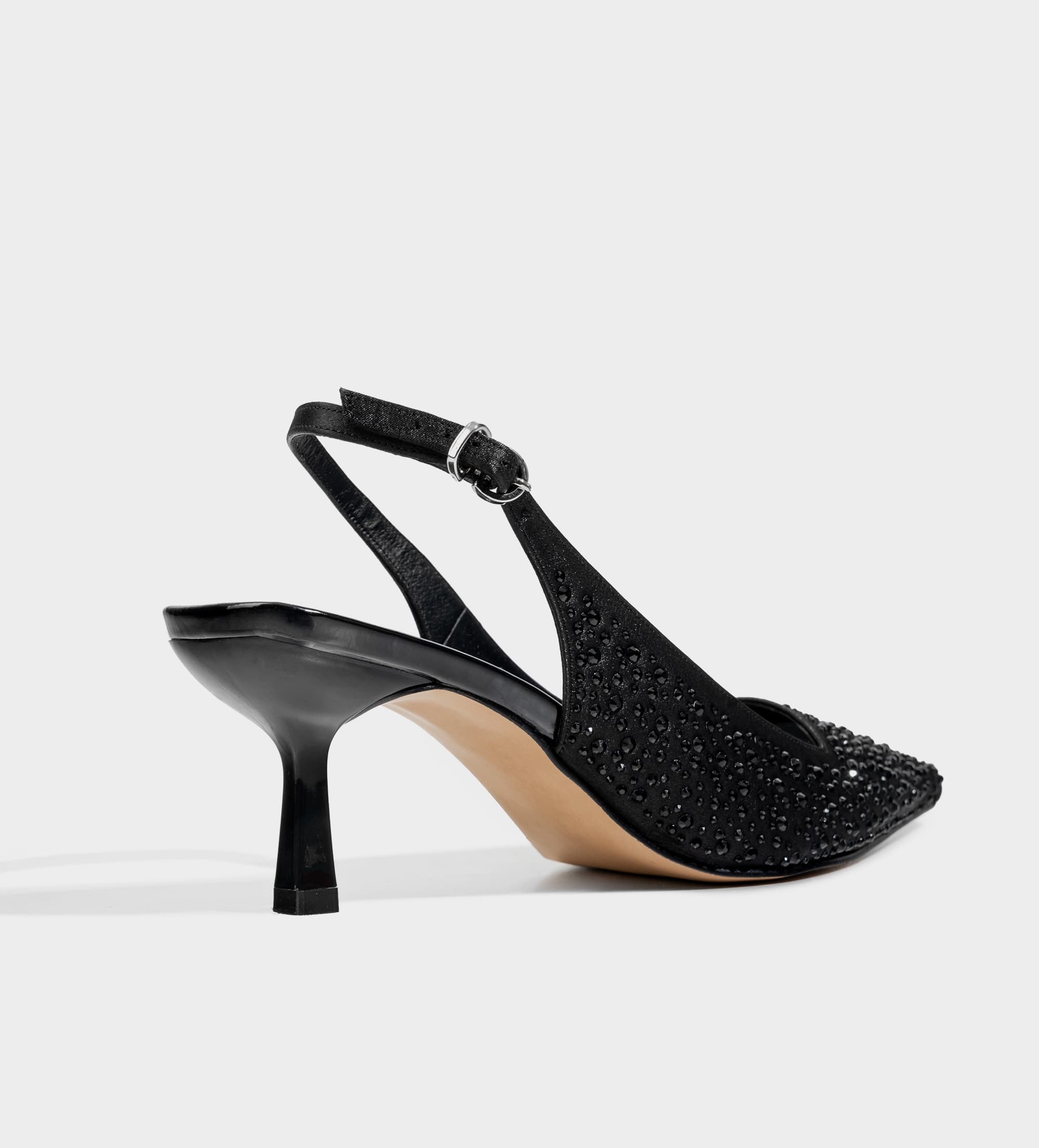 ZAPATILLA DESTALONADA TEXTIL NEGRO BRILLOS