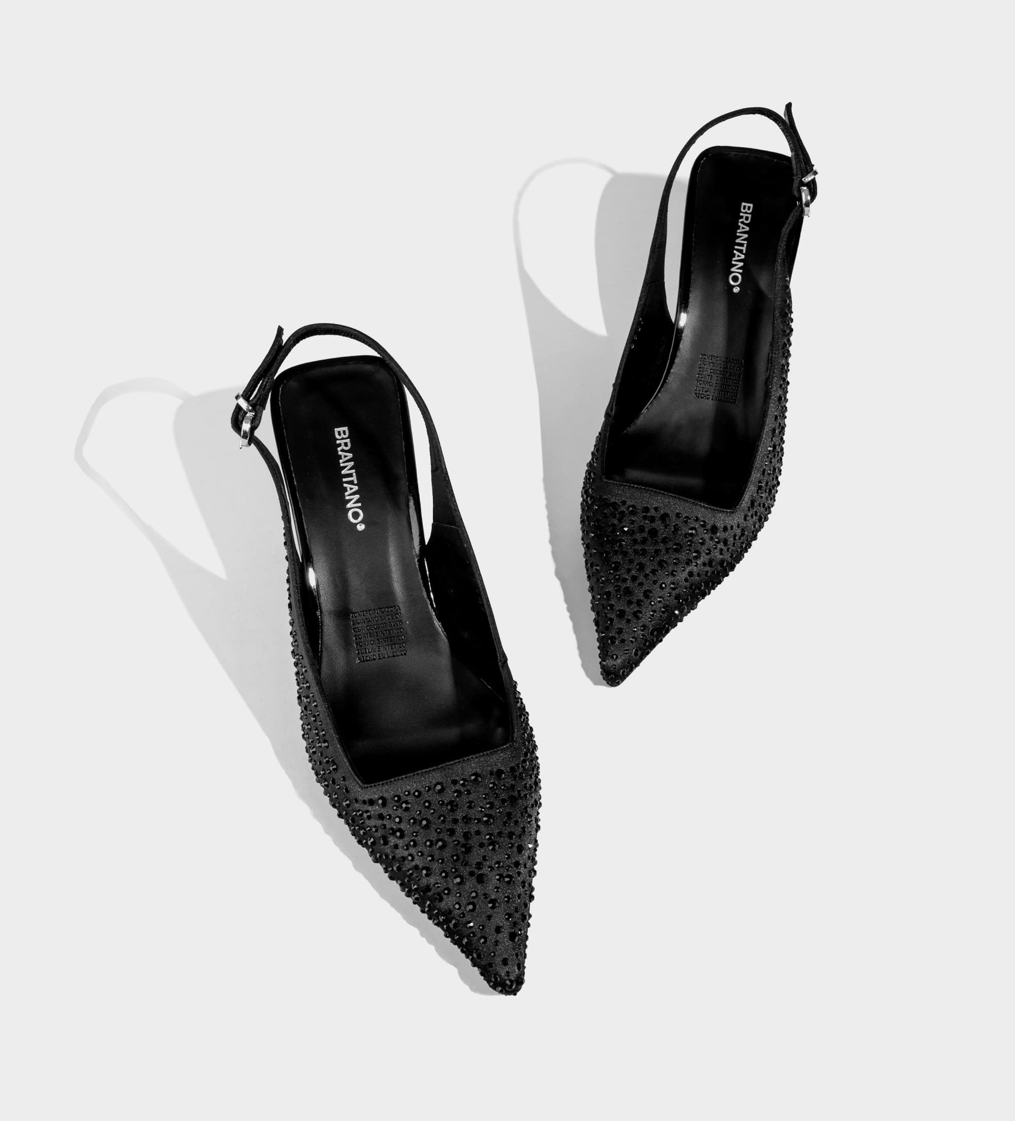 ZAPATILLA DESTALONADA TEXTIL NEGRO BRILLOS