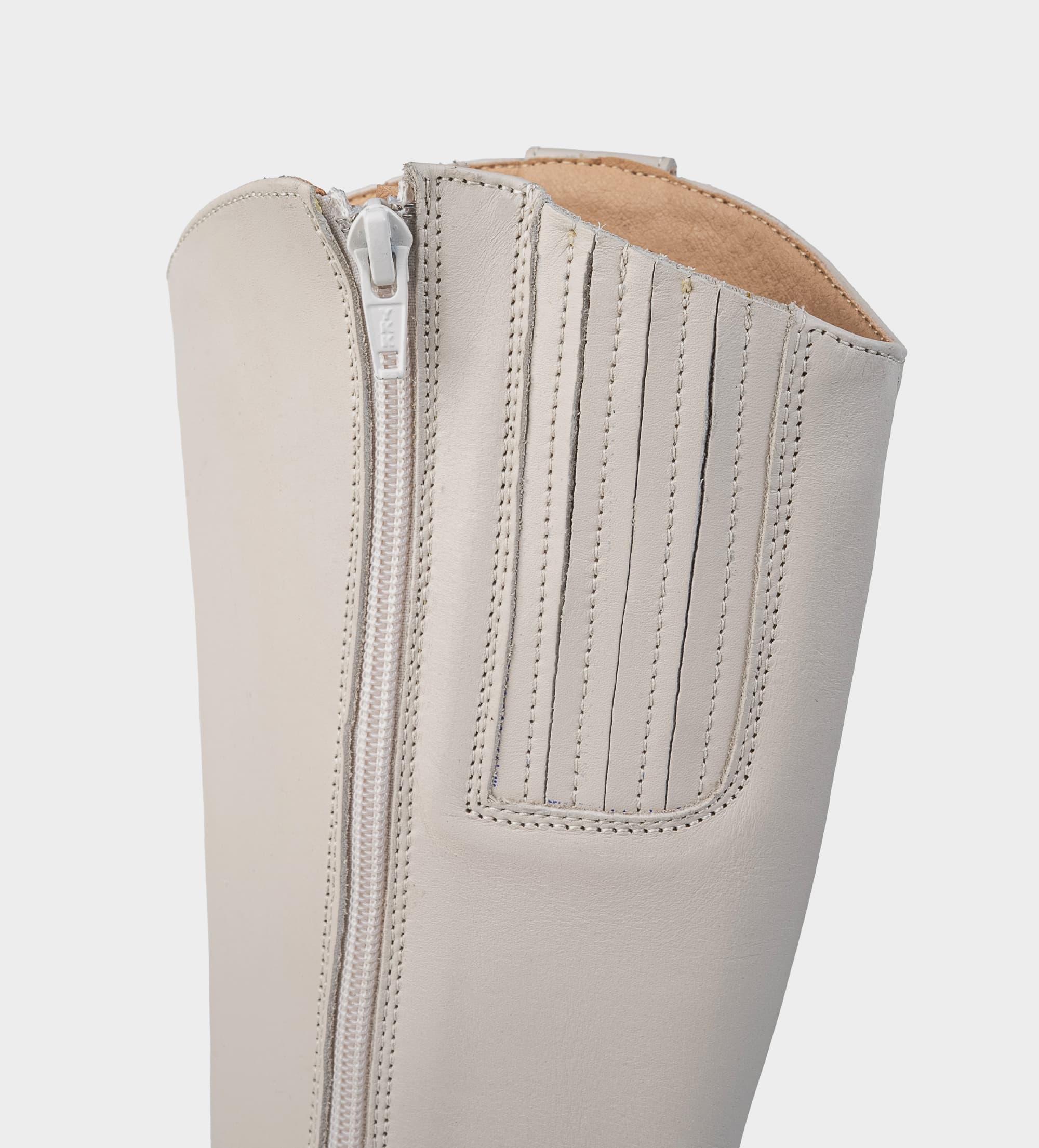 BOTA ALTA WESTERN FLECOS PIEL BLANCO