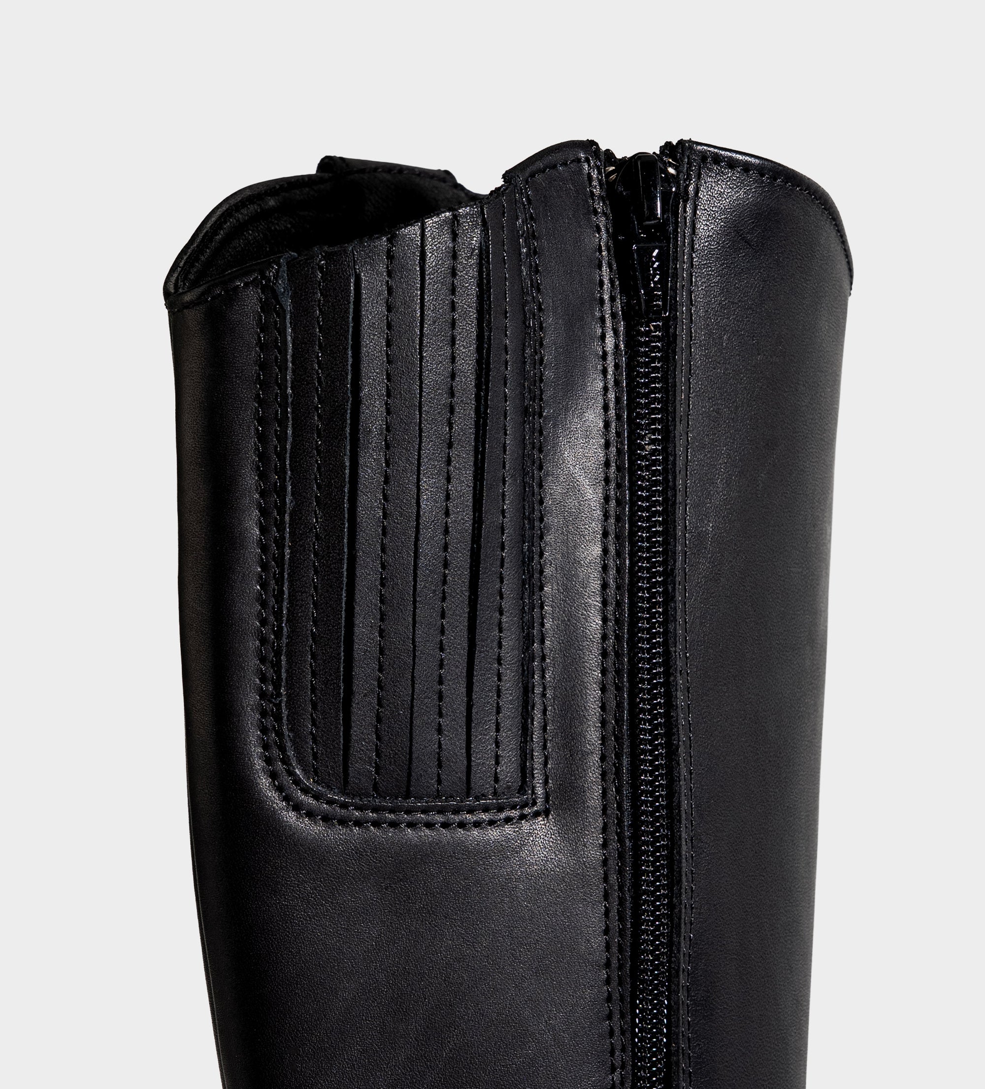 BOTA ALTA WESTERN FLECOS PIEL NEGRO