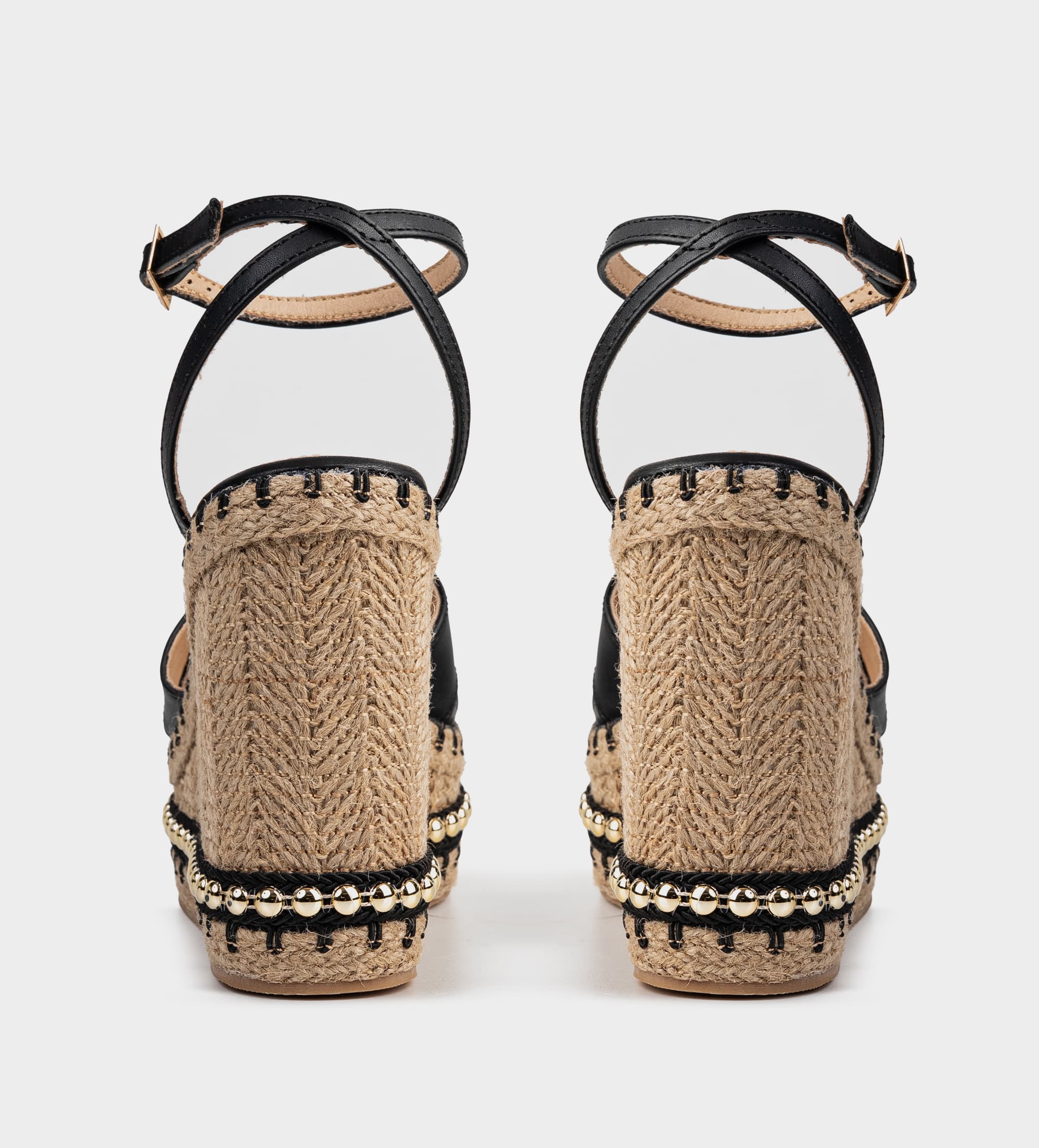 SANDALIA PLATAFORMA CUÑA ESTOPEROLES YUTE NEGRO