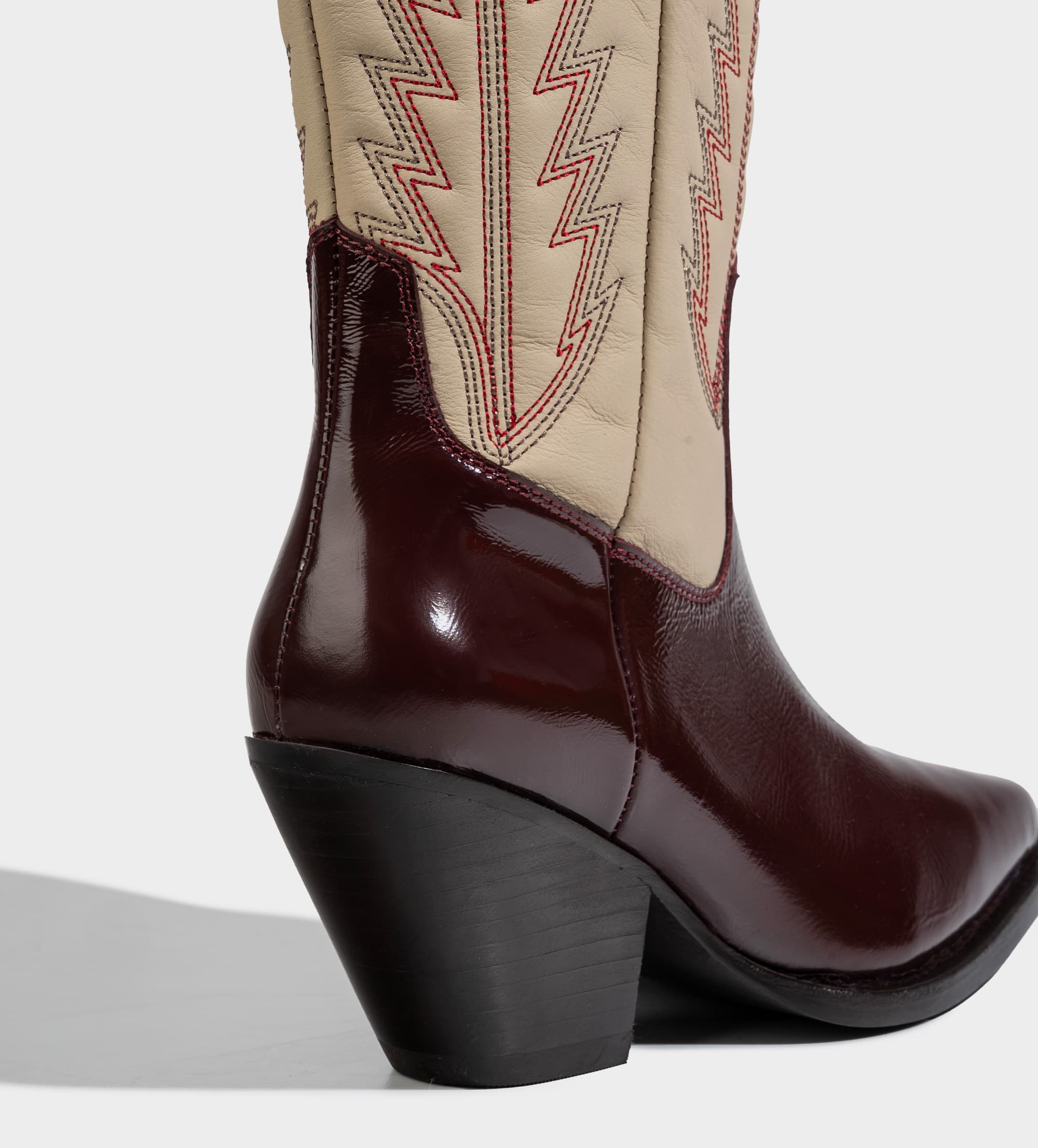 BOTA WESTERN PIEL VINO CON BEIGE