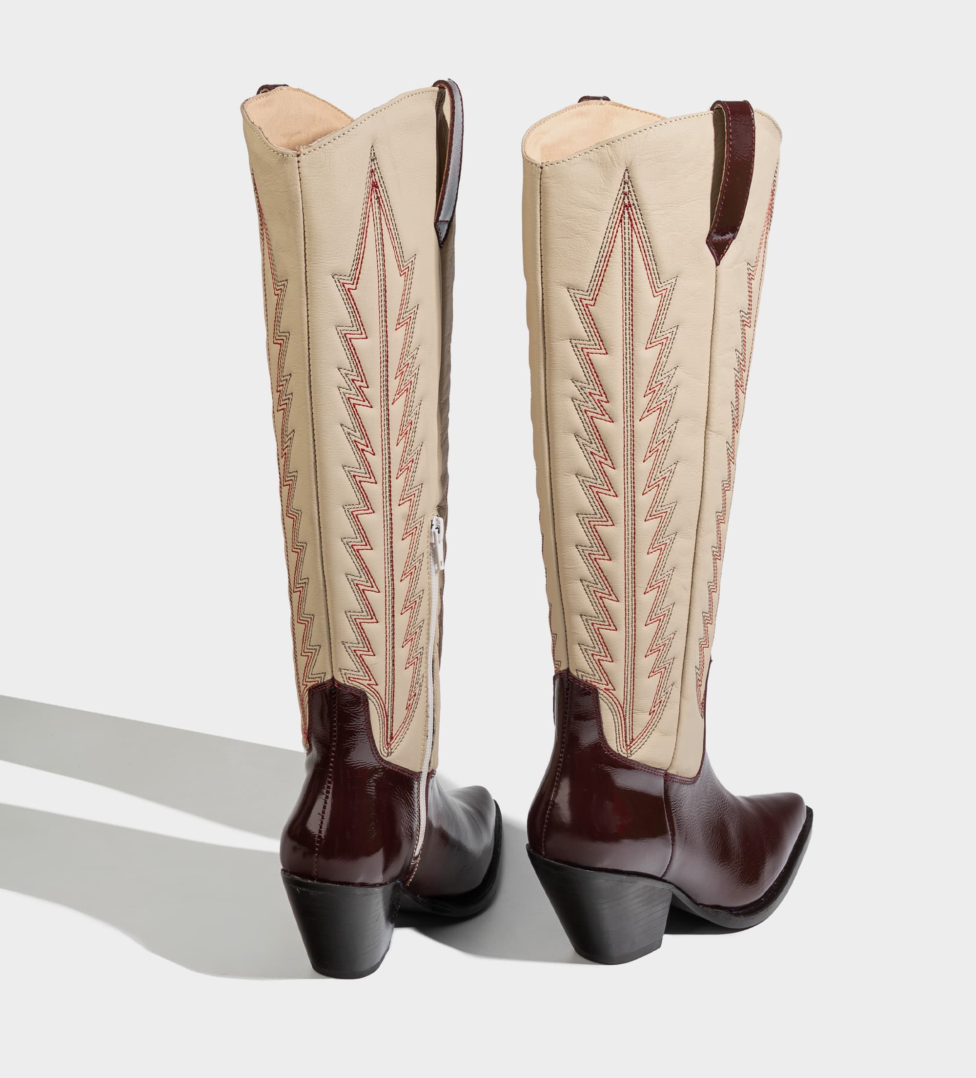 BOTA WESTERN PIEL VINO CON BEIGE