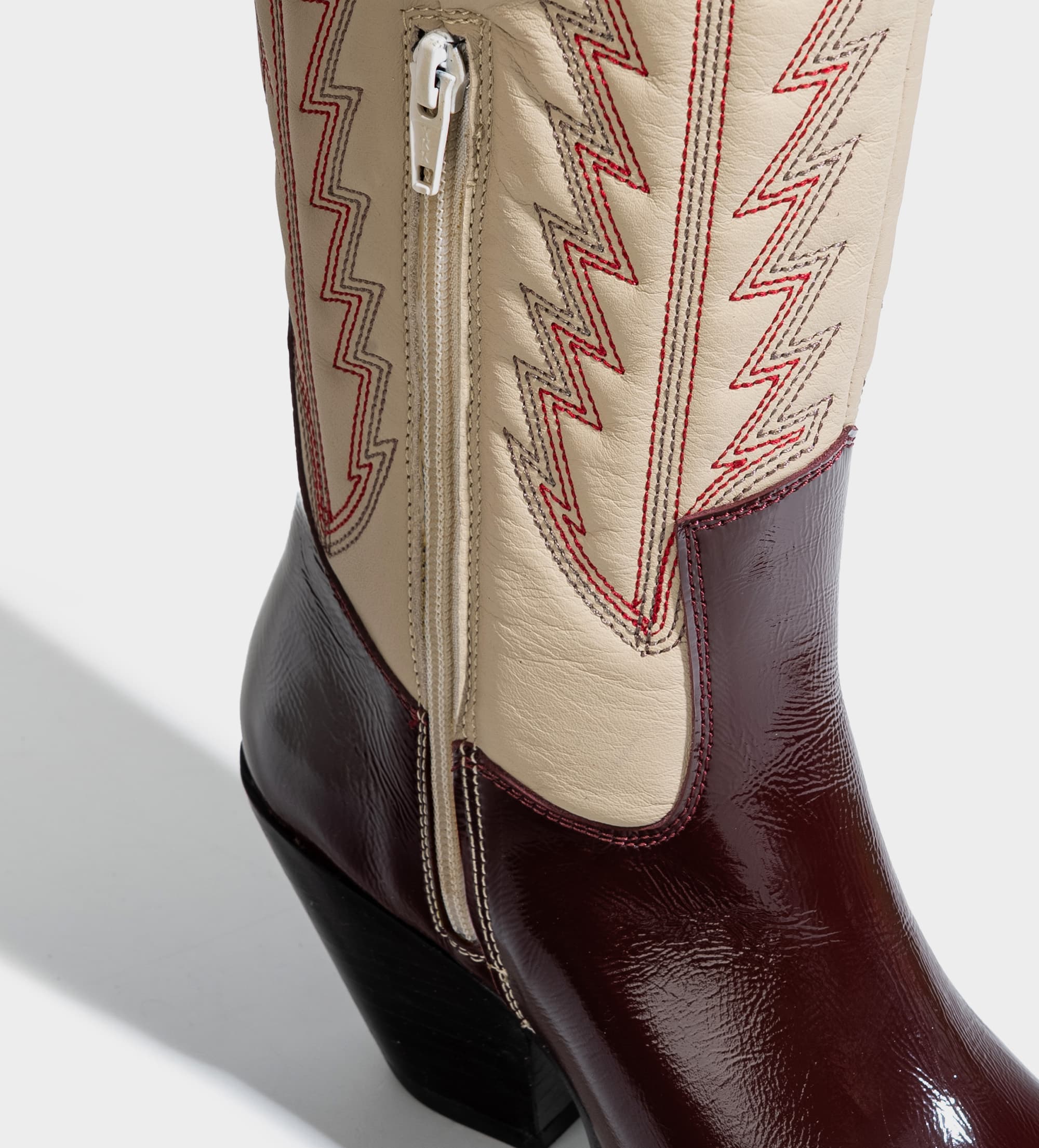 BOTA WESTERN PIEL VINO CON BEIGE
