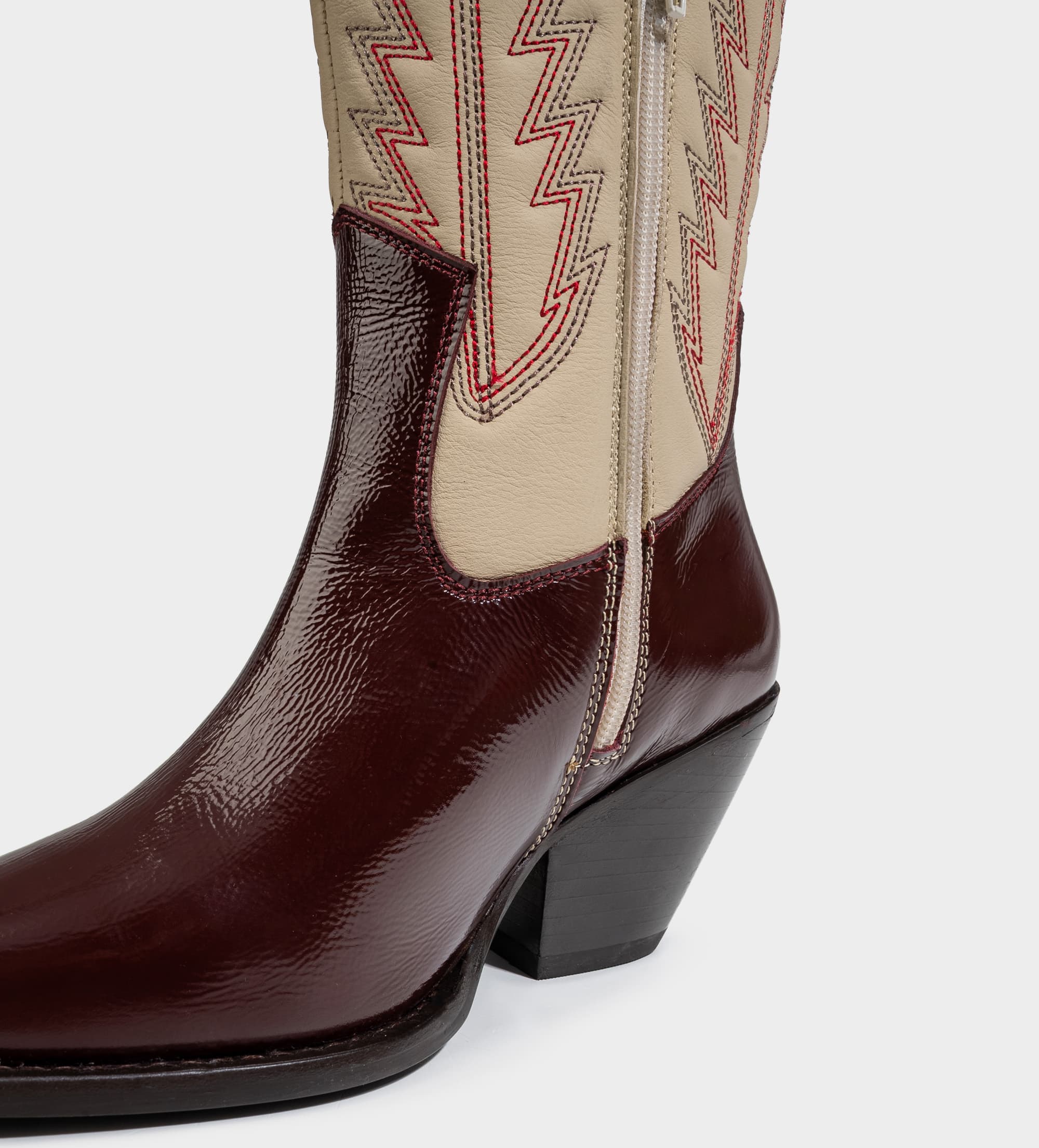 BOTA WESTERN PIEL VINO CON BEIGE