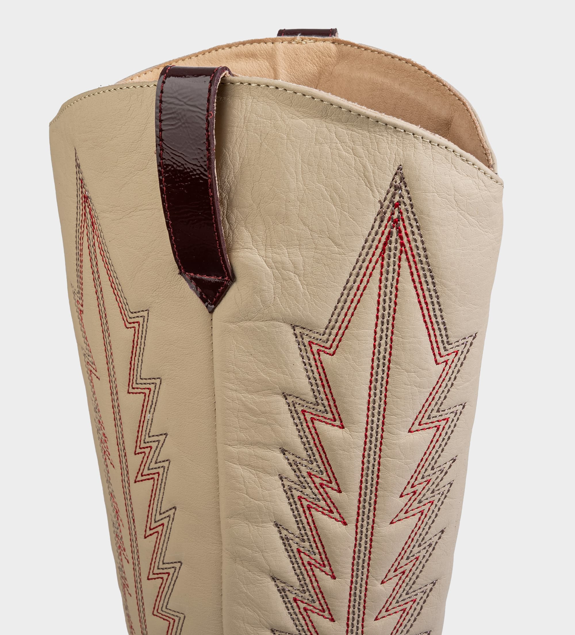 BOTA WESTERN PIEL VINO CON BEIGE