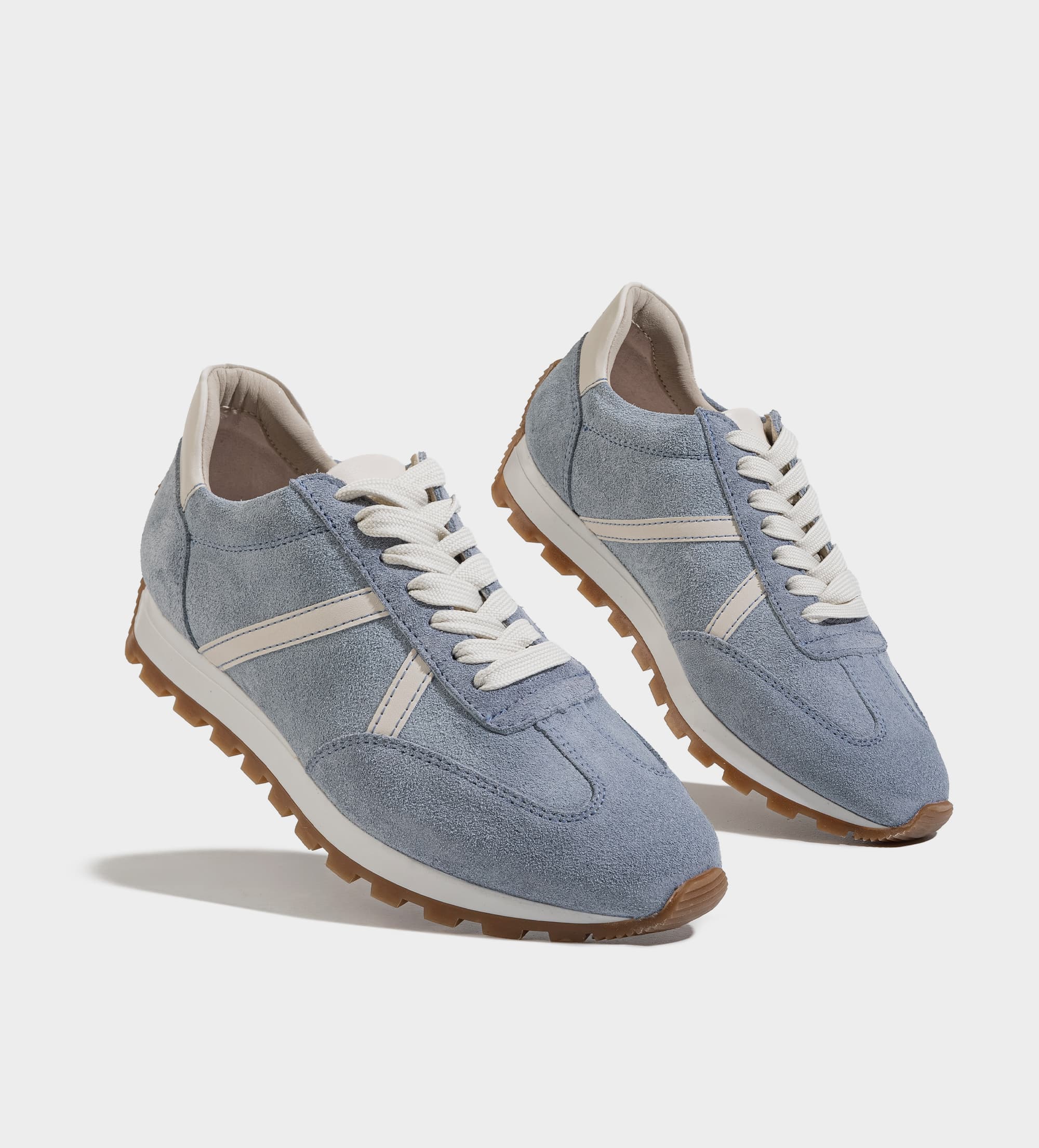 SNEAKER CASUAL GAMUZA PIEL AZUL FRANJAS LATERALES