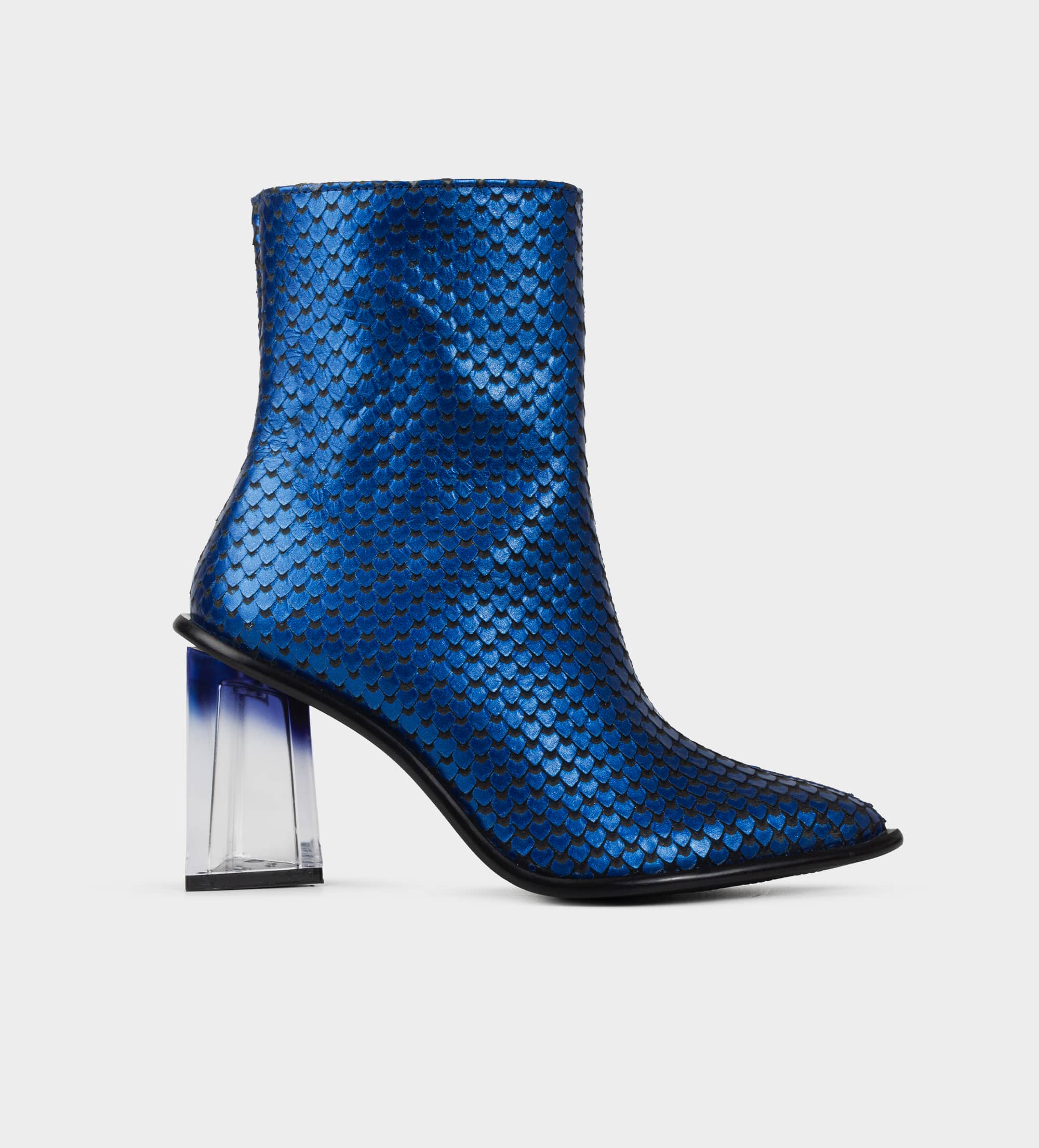 BOTINES PIEL AZUL MET LICO