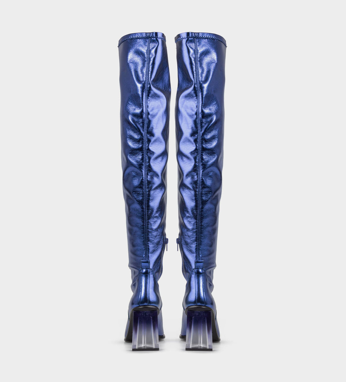 BOTA TACÓN AZUL METÁLICO