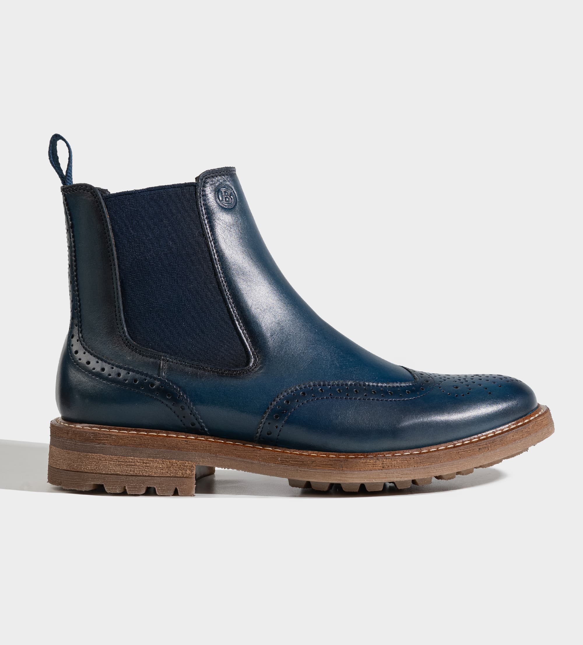 BOTA CHELSEA BROGUE PIEL AZUL