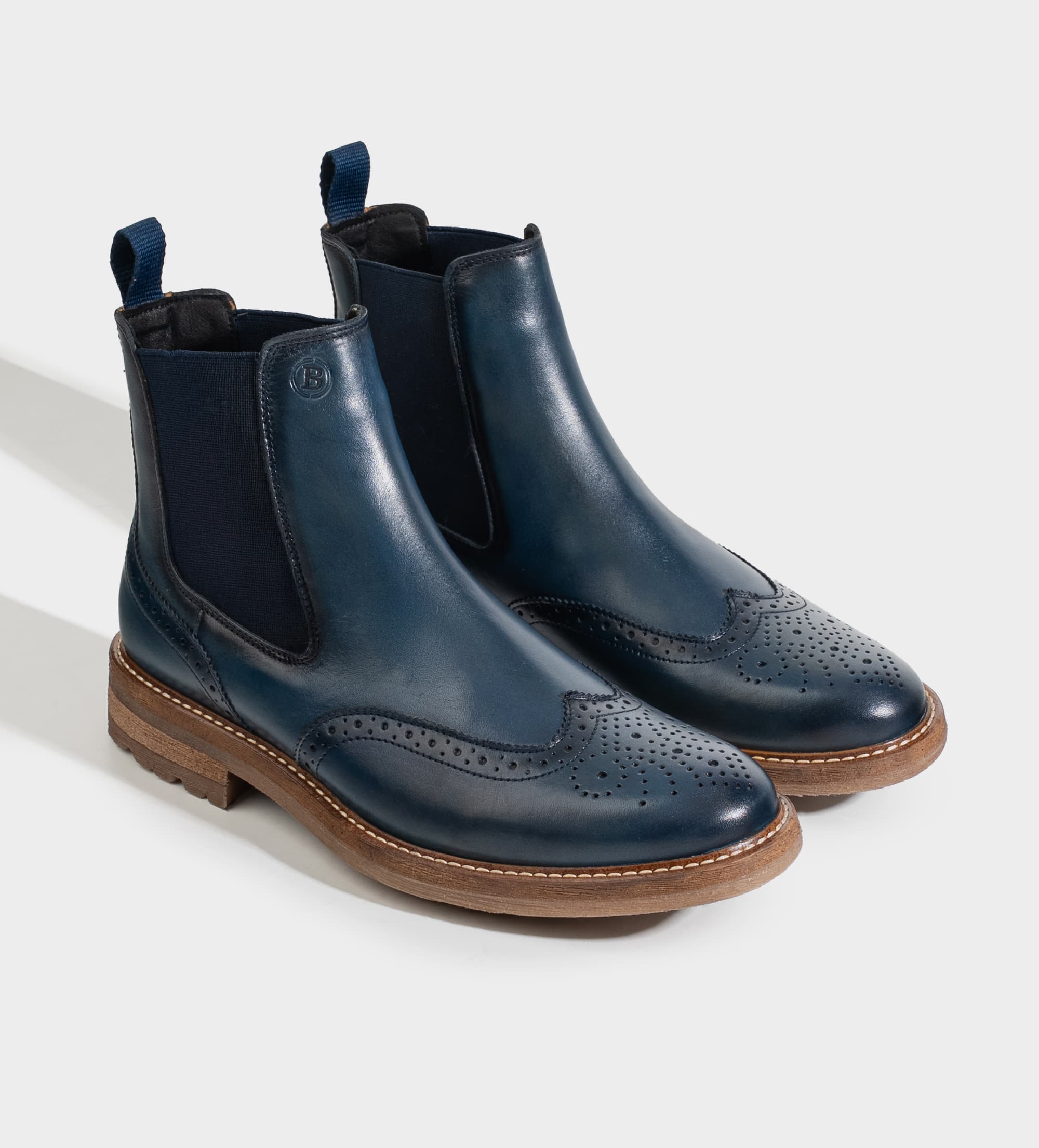 BOTA CHELSEA BROGUE PIEL AZUL