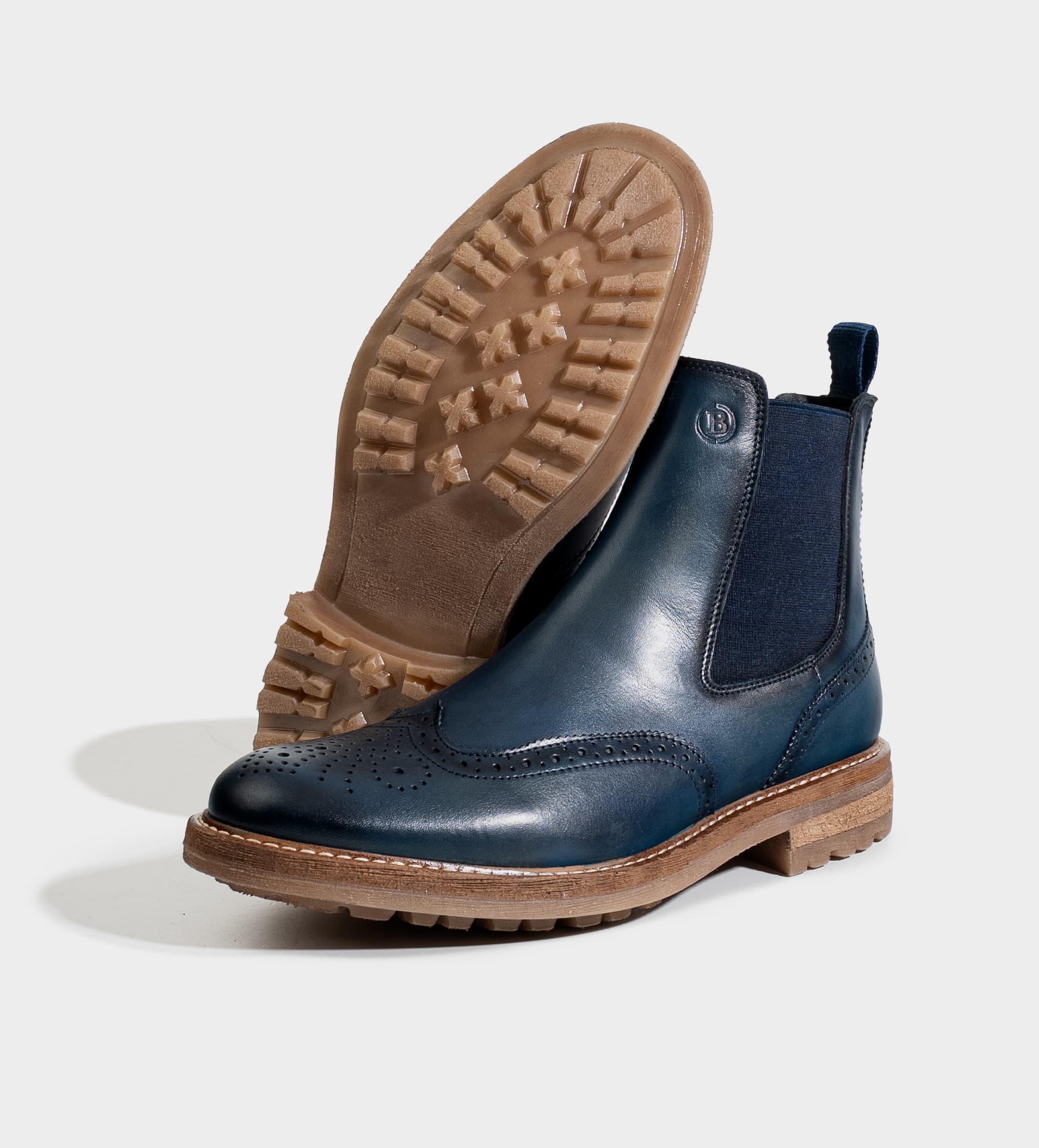 BOTA CHELSEA BROGUE PIEL AZUL
