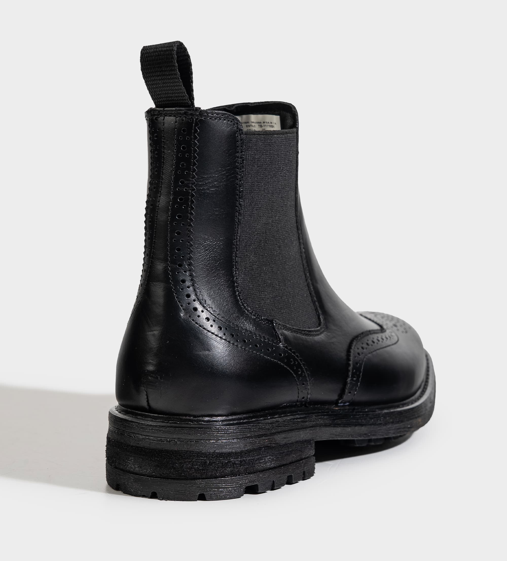 BOTA CHELSEA BROGUE PIEL NEGRO