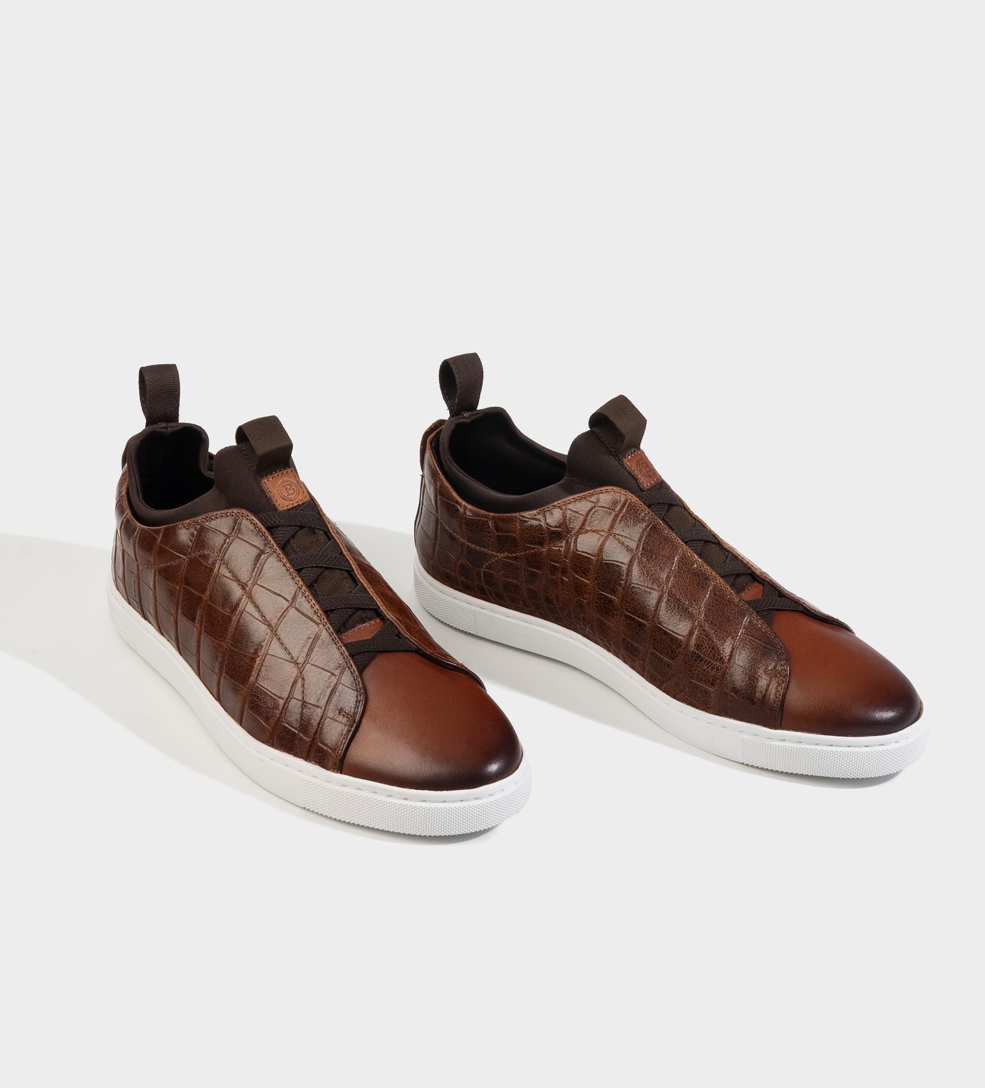 SNEAKER SLIP ON PIEL CROCO CAFÉ