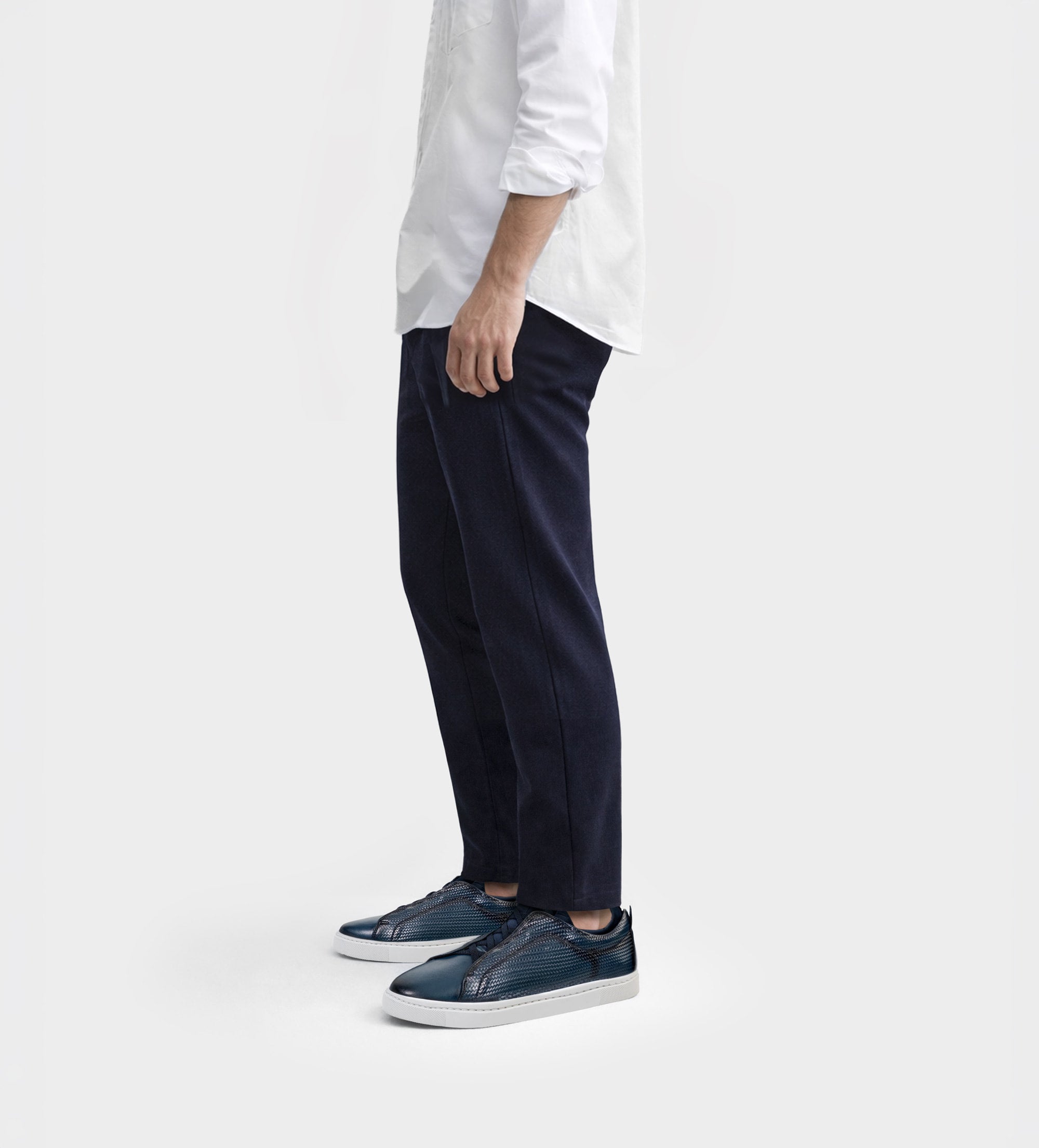 SNEAKER SLIP ON PIEL AZUL