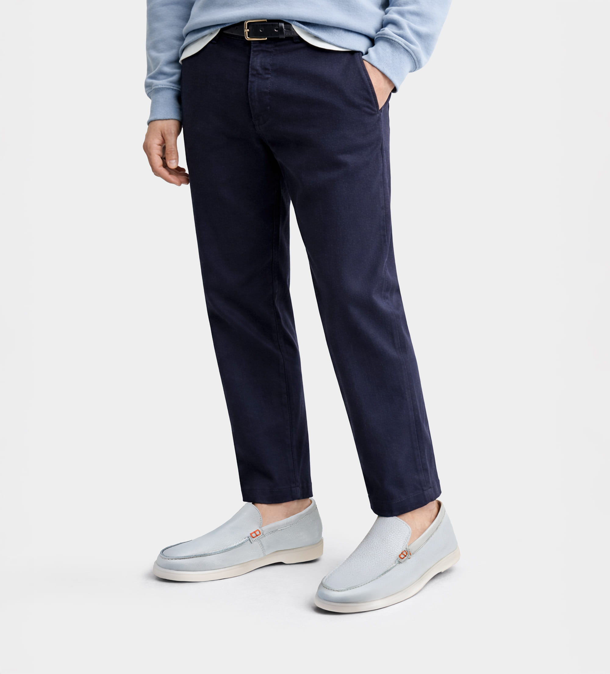 MOCASÍN SLIP ON PIEL AZUL BABY BLUE