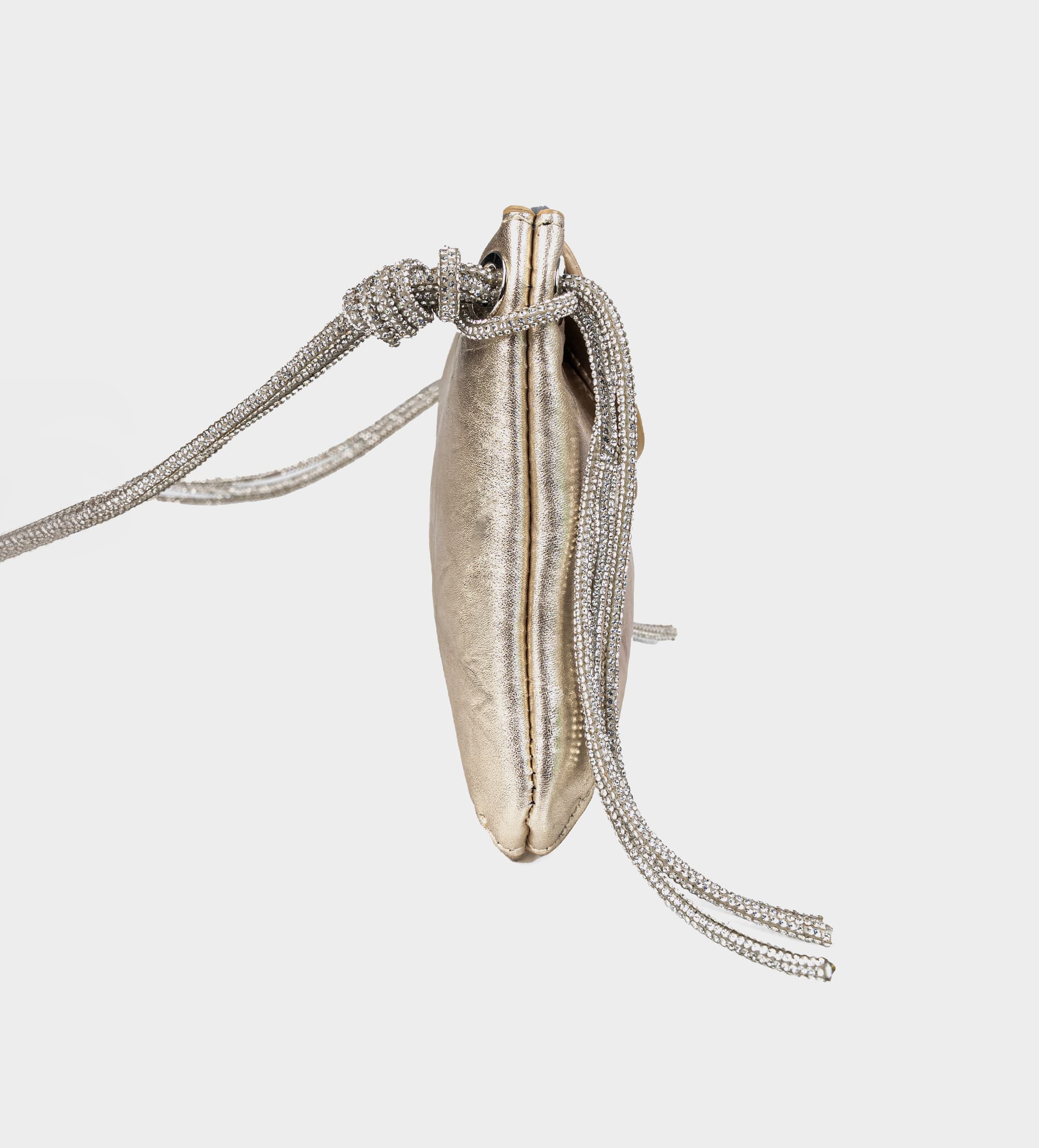 BOLSO HANDLE PIEL ORO ASA CRISTALES