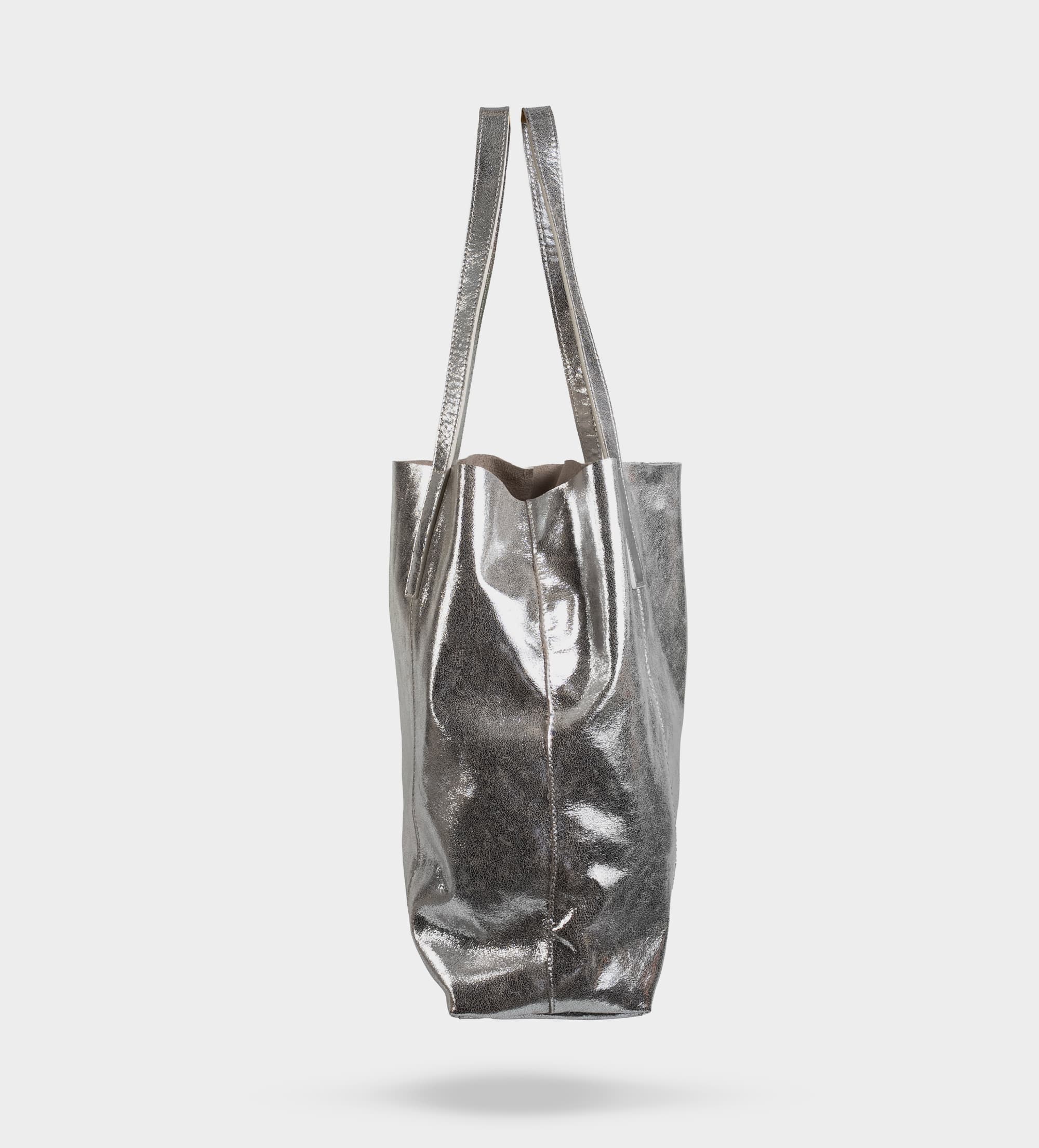 BOLSA TOTE SHOPPER PIEL PLATA
