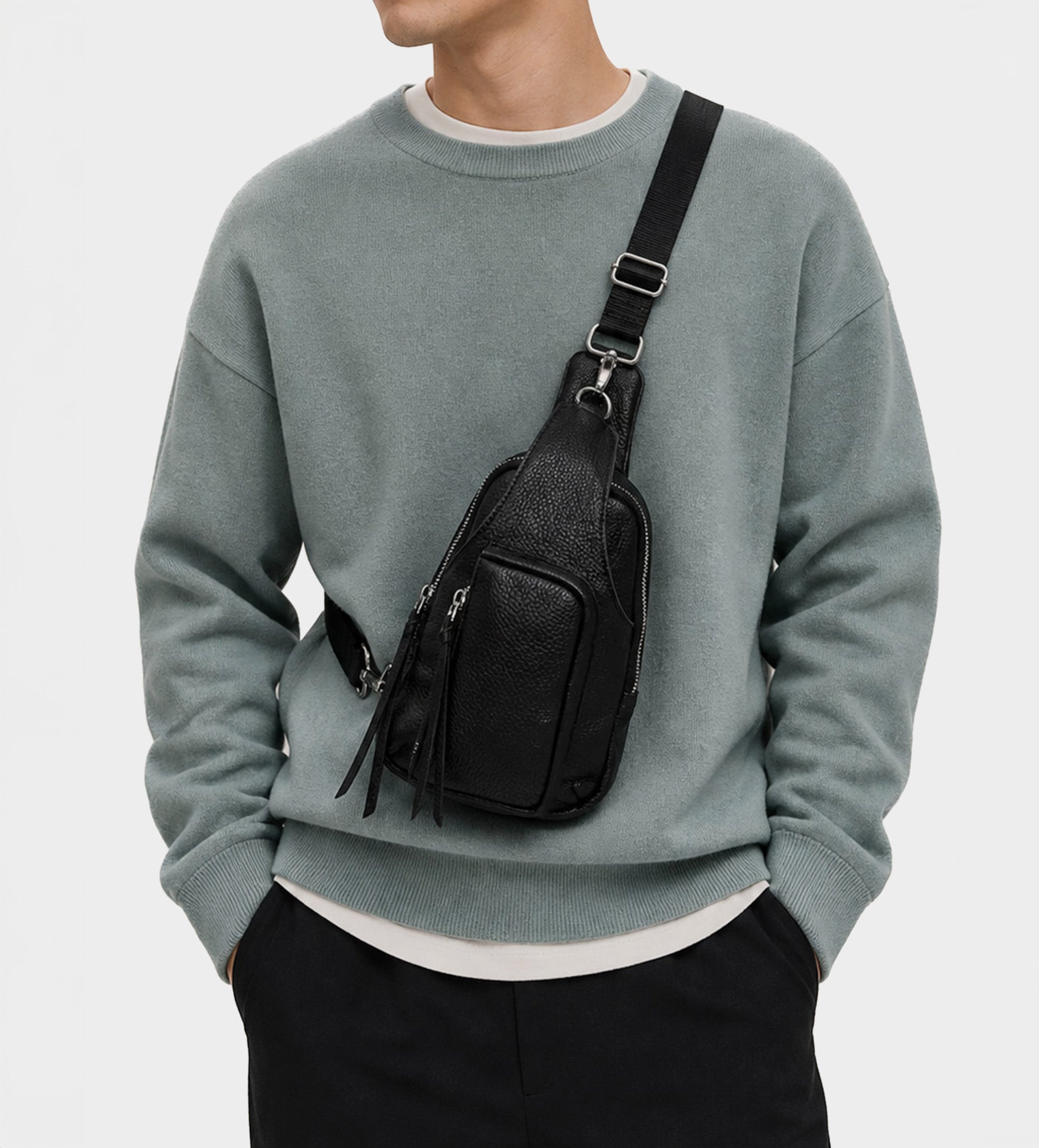 BOLSO CROSSBODY PIEL NEGRO SLING
