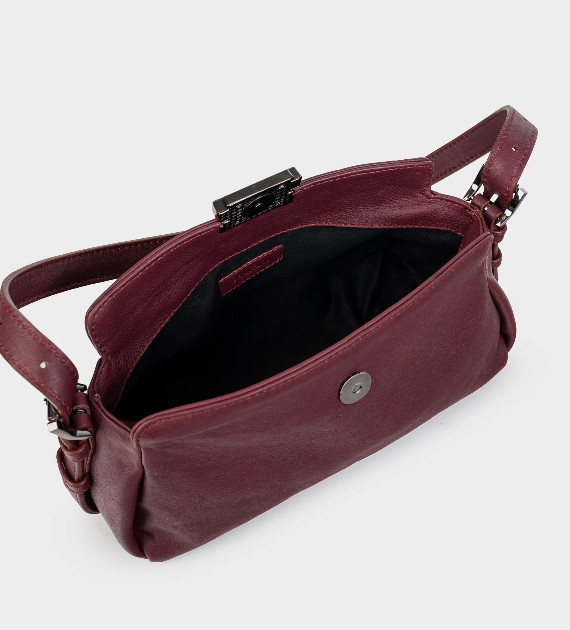 BOLSO CROSSBODY CORREA AJUSTABLE PIEL VINO