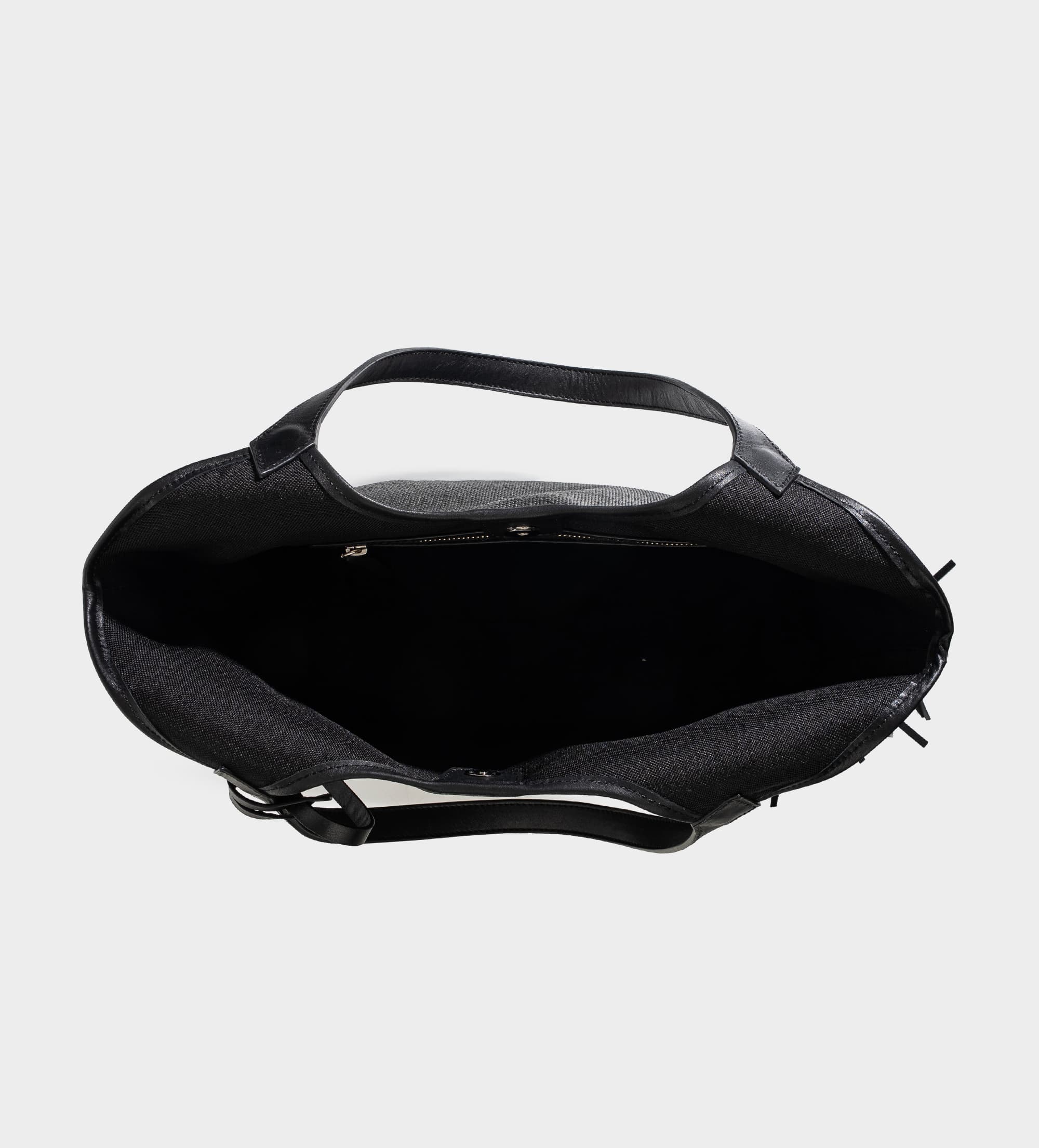 BOLSA TOTE LONA Y PIEL NEGRO