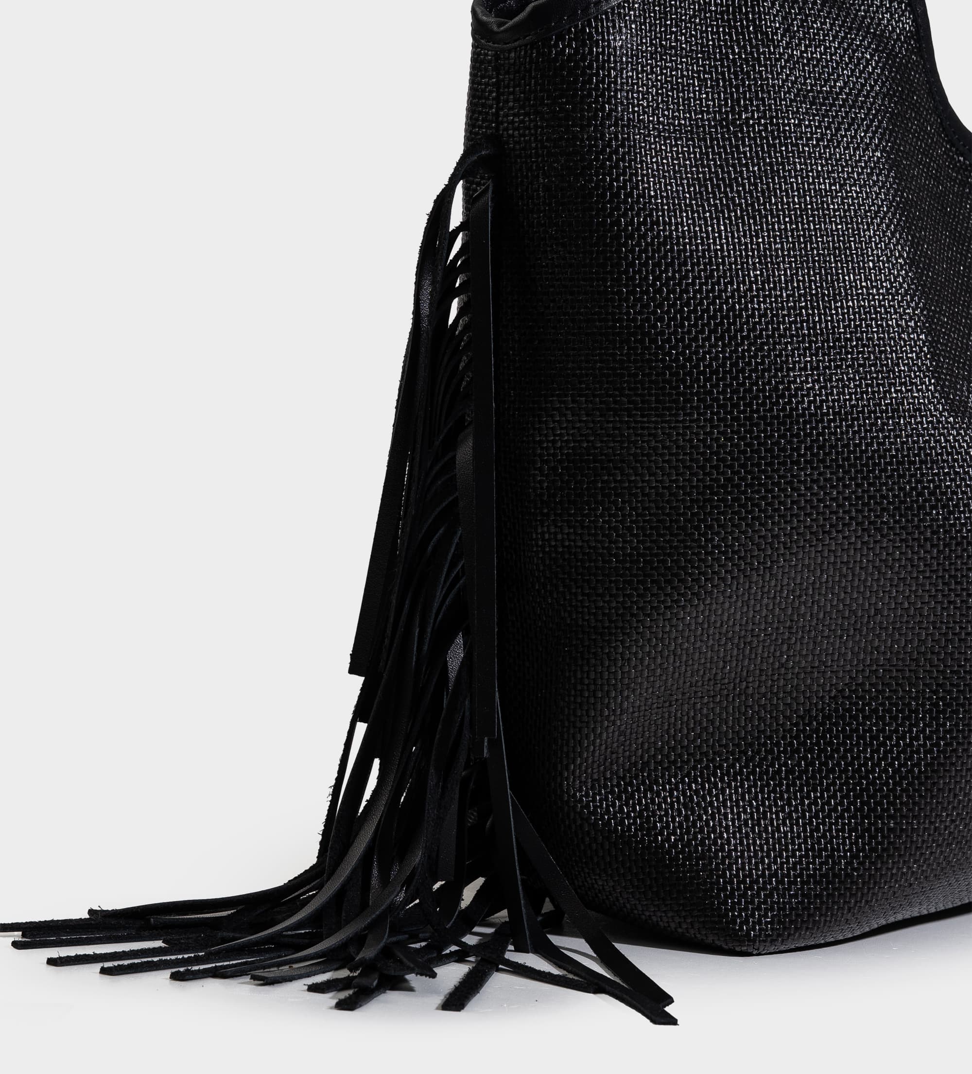 BOLSA TOTE LONA Y PIEL NEGRO