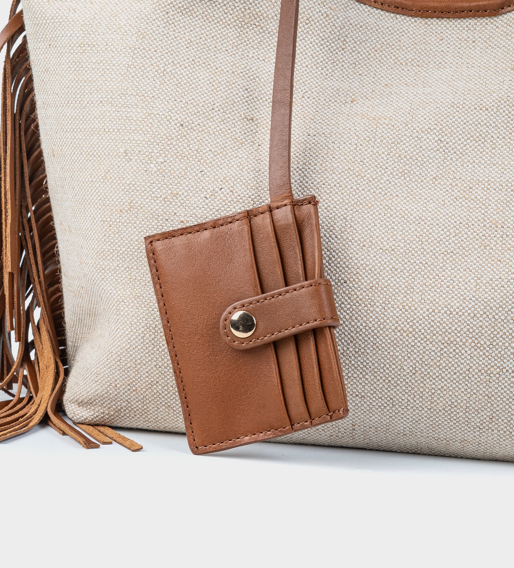 BOLSA TOTE LONA Y PIEL BEIGE