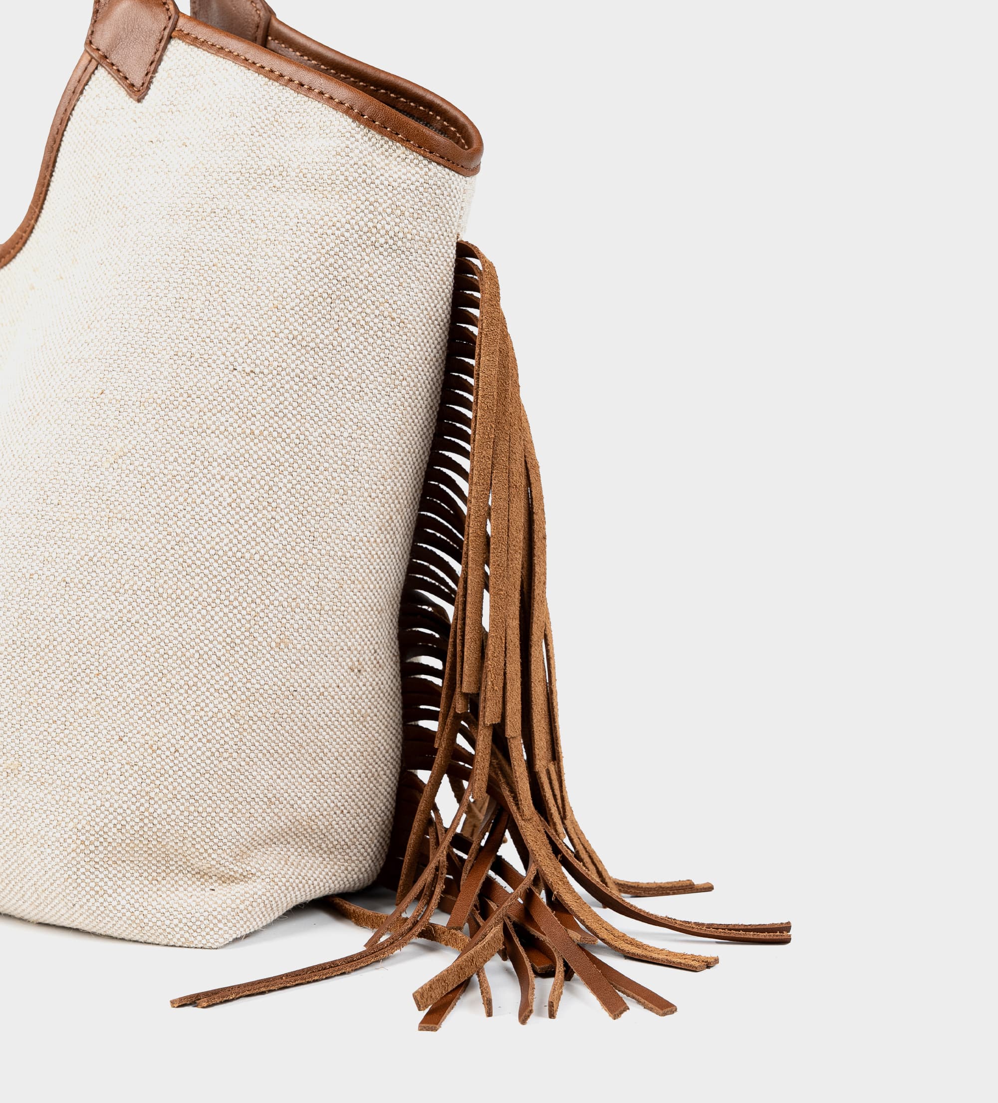 BOLSA TOTE LONA Y PIEL BEIGE