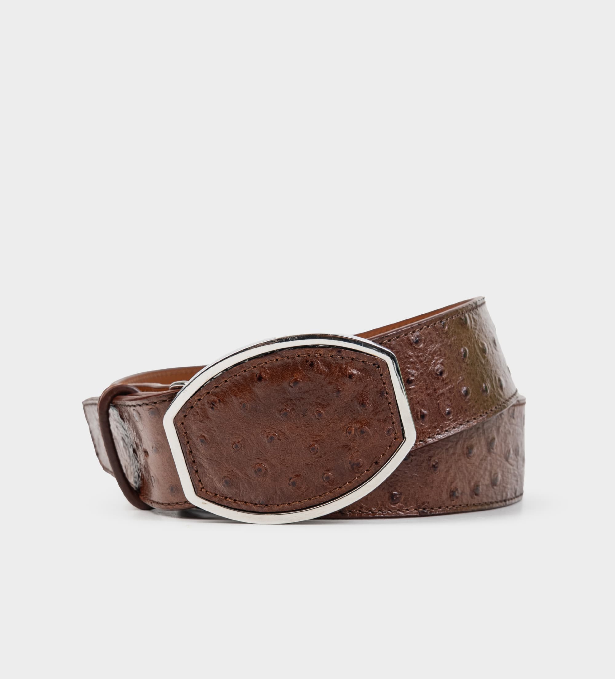 CINTURÓN WESTERN PIEL AVESTRUZ CAFÉ