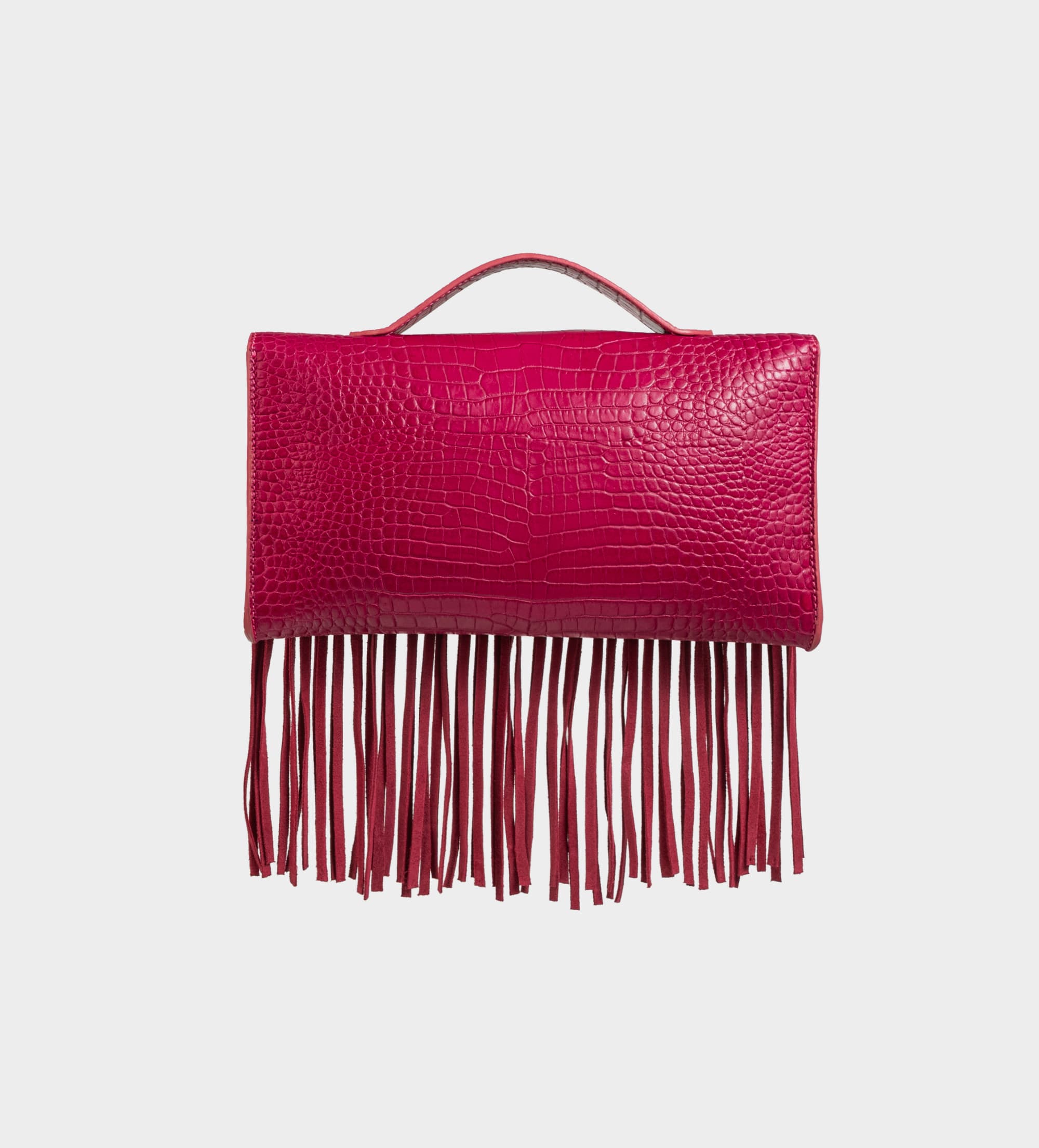 BOLSO CLUTCH FLECOS PIEL ROSA