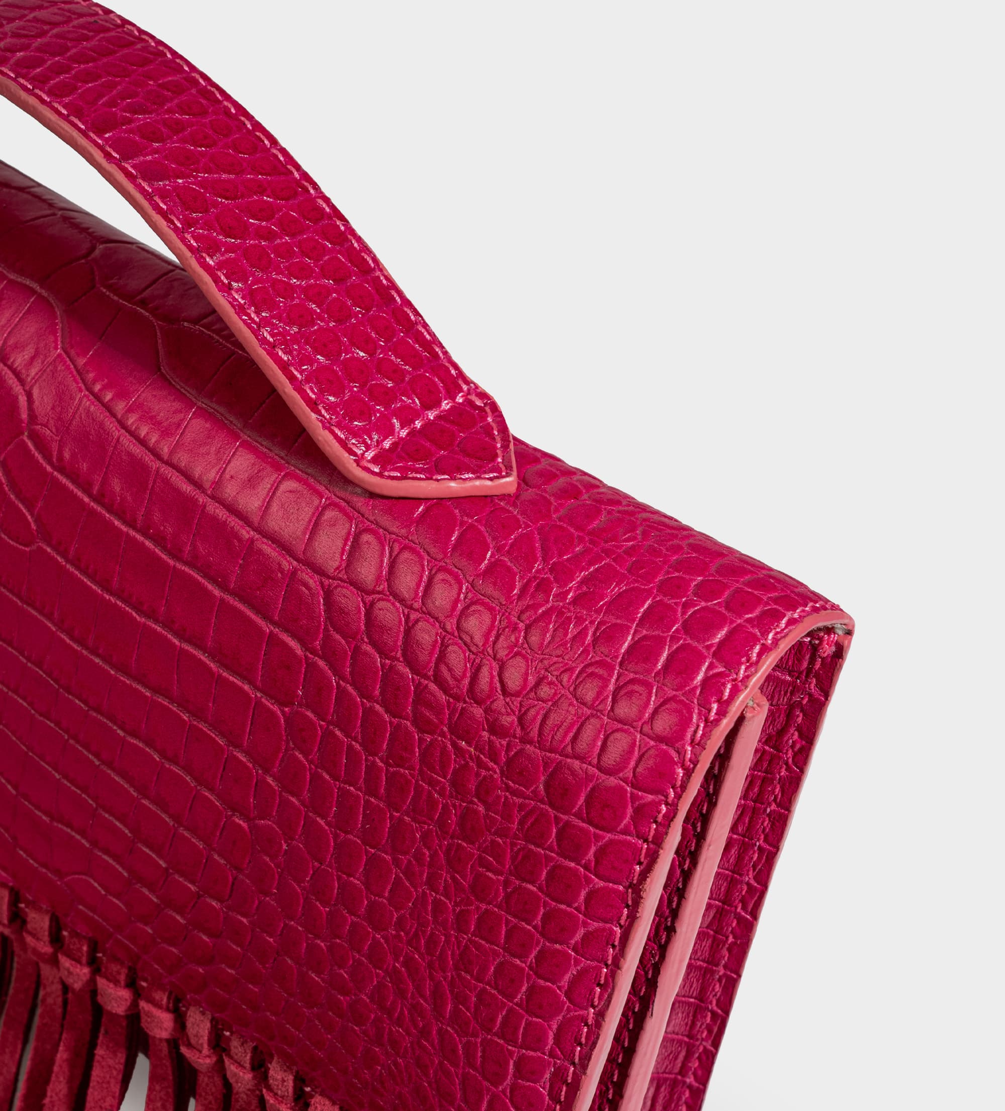 BOLSO CLUTCH FLECOS PIEL ROSA