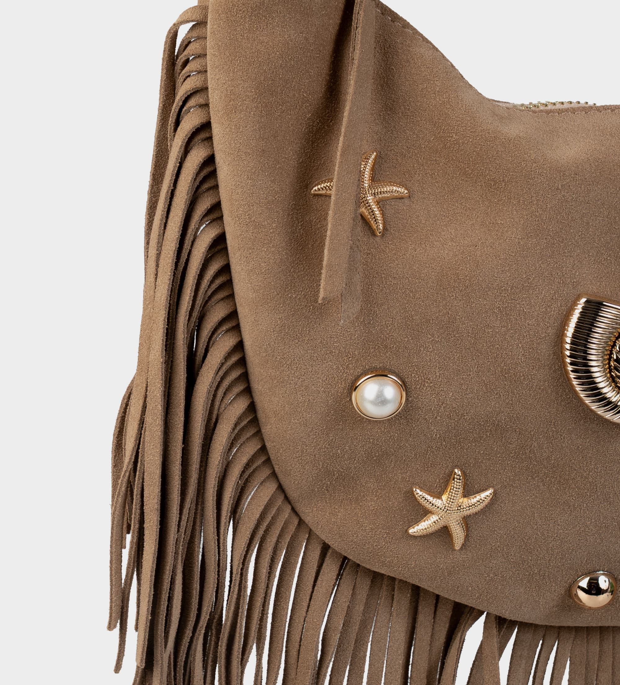 BOLSA HOBO PIEL CAFÉ FLECOS