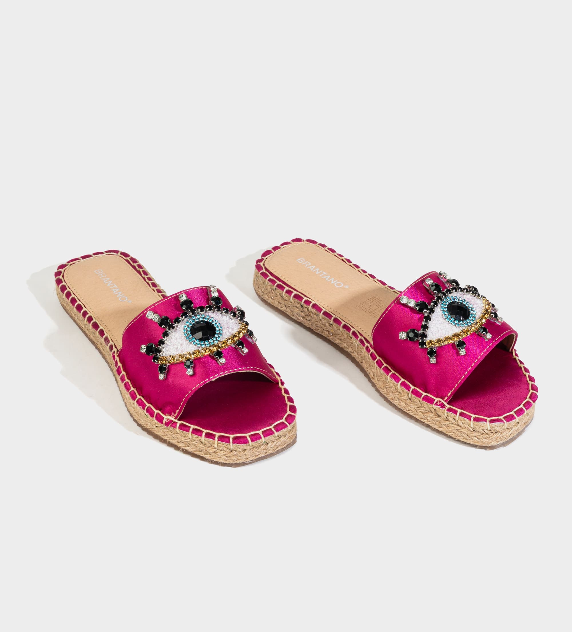 SANDALIA PLANA PEDREÍA TEXTIL ROSA