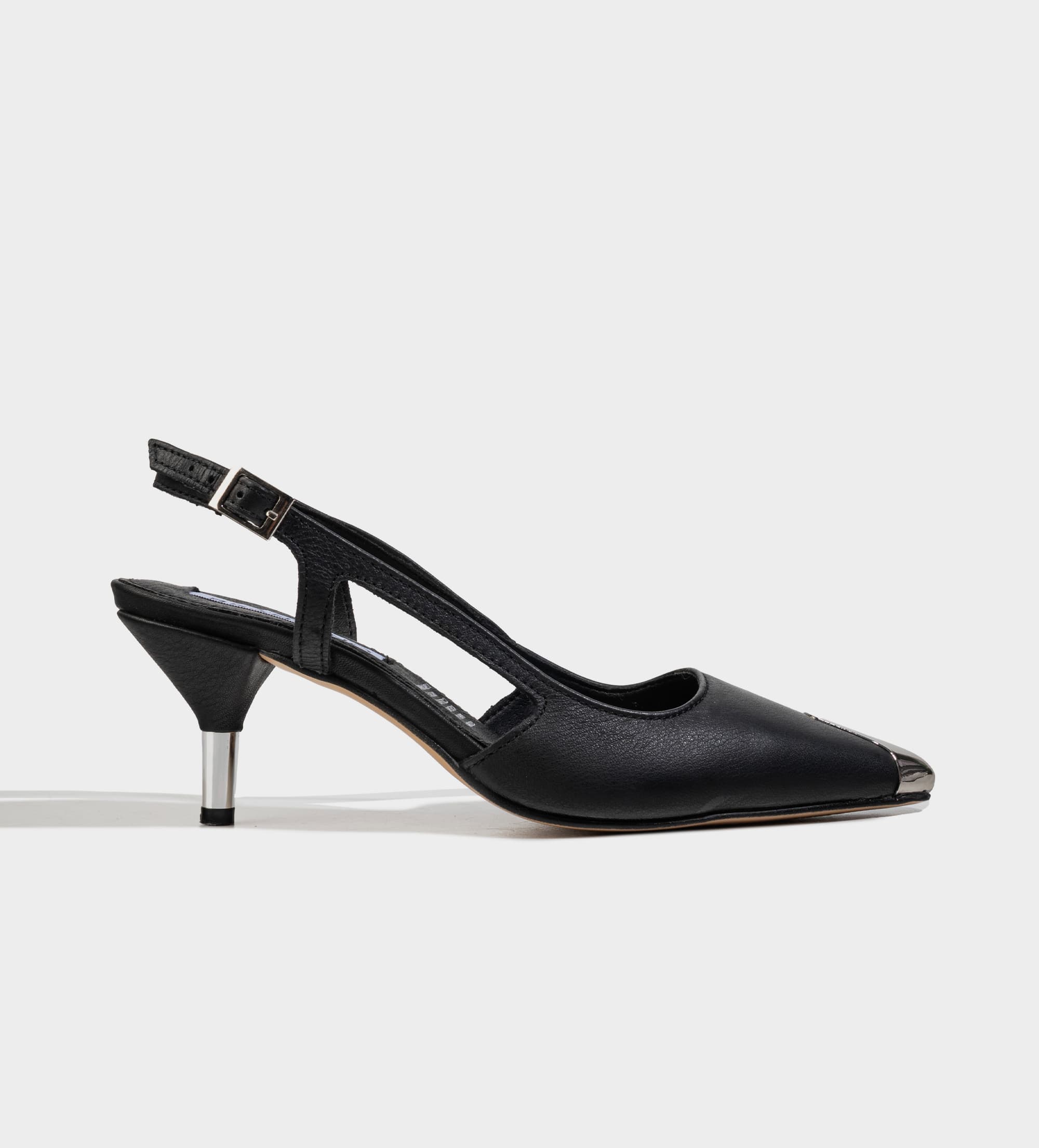 ZAPATILLA DESTALONADA TACÓN KITTEN PIEL NEGRO
