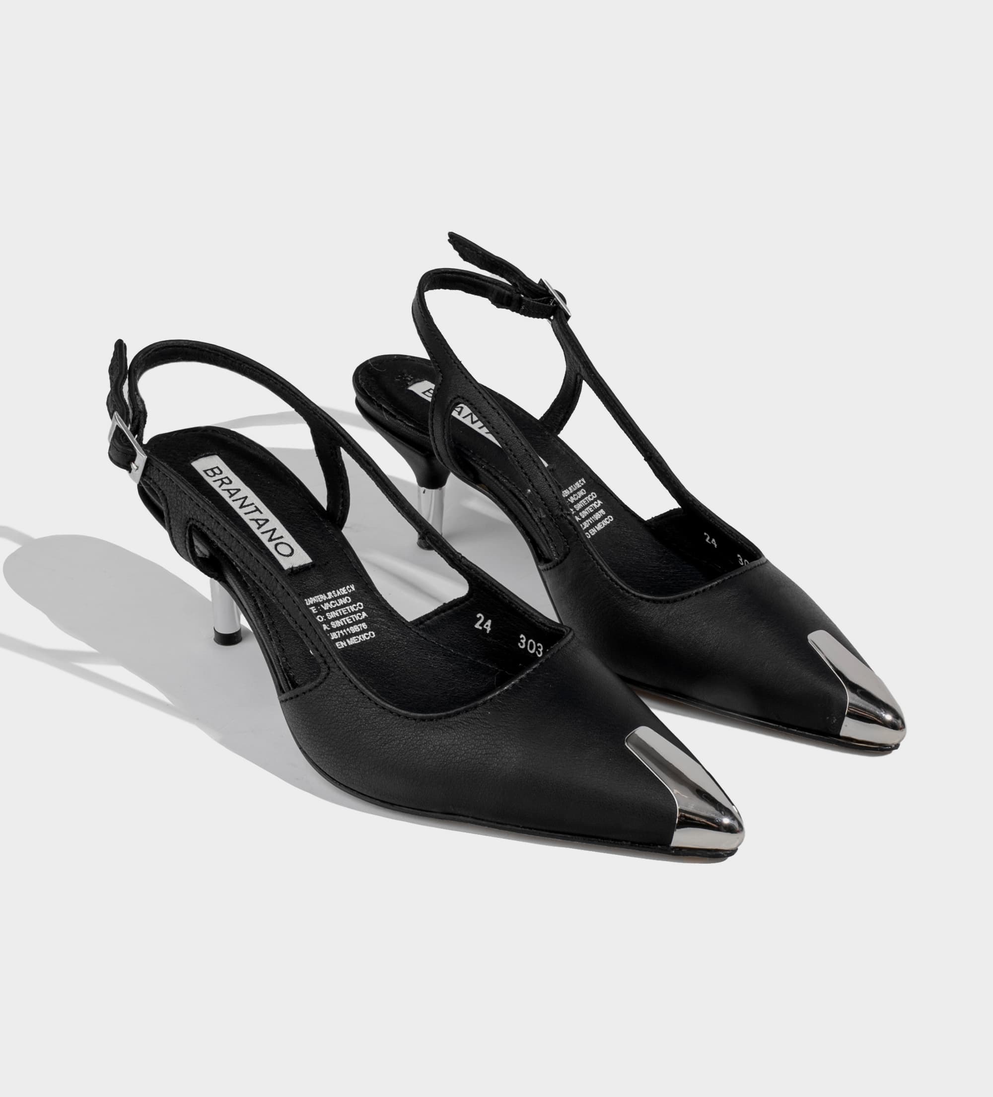 ZAPATILLA DESTALONADA TACÓN KITTEN PIEL NEGRO