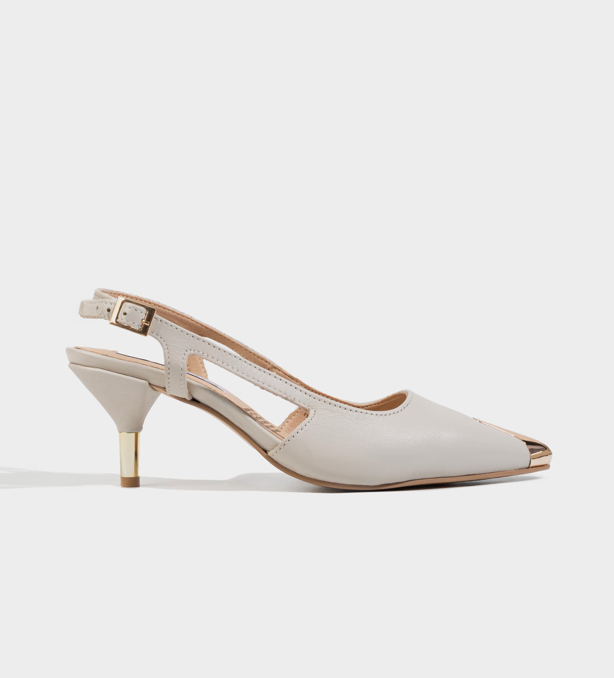 ZAPATILLA DESTALONADA TACÓN KITTEN PIEL BLANCO
