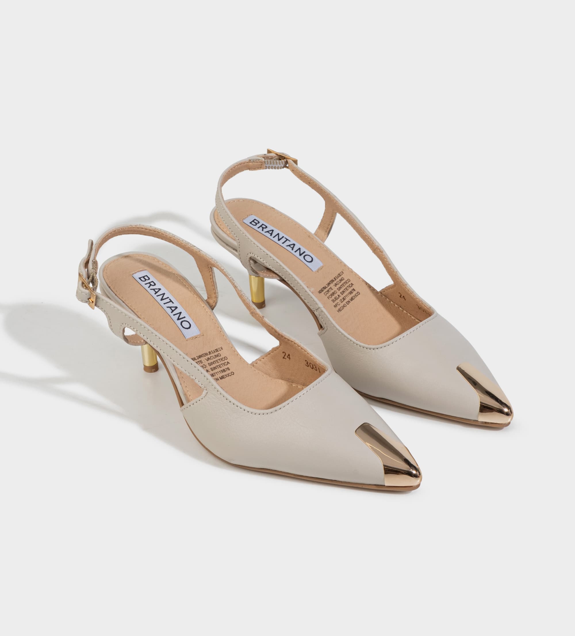 ZAPATILLA DESTALONADA TACÓN KITTEN PIEL BLANCO