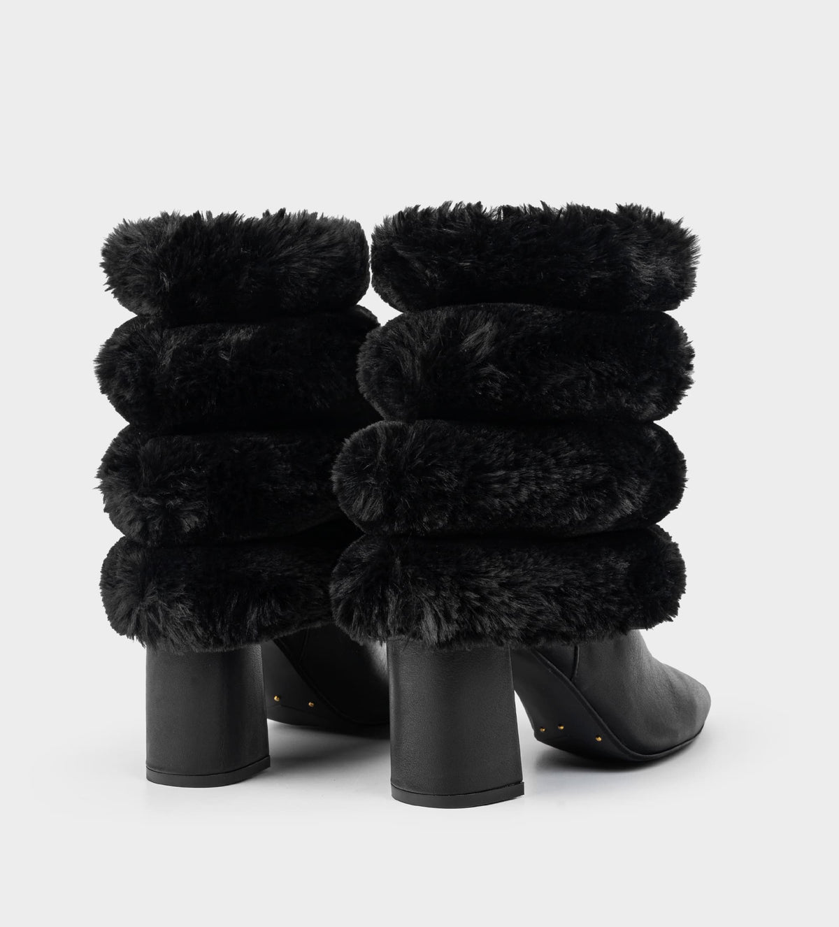 BOTA TACÓN DOBLE VISTA PELUCHE PIEL NEGRO