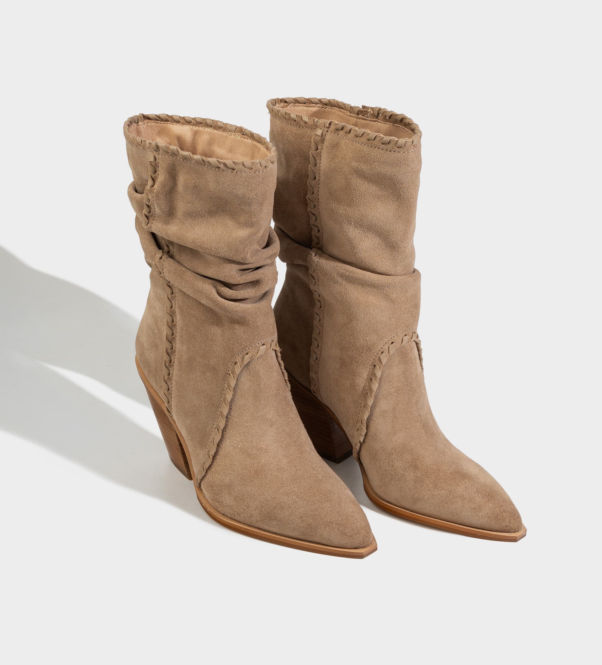 BOTA MEDIA WESTERN PIEL GAMUZA BEIGE