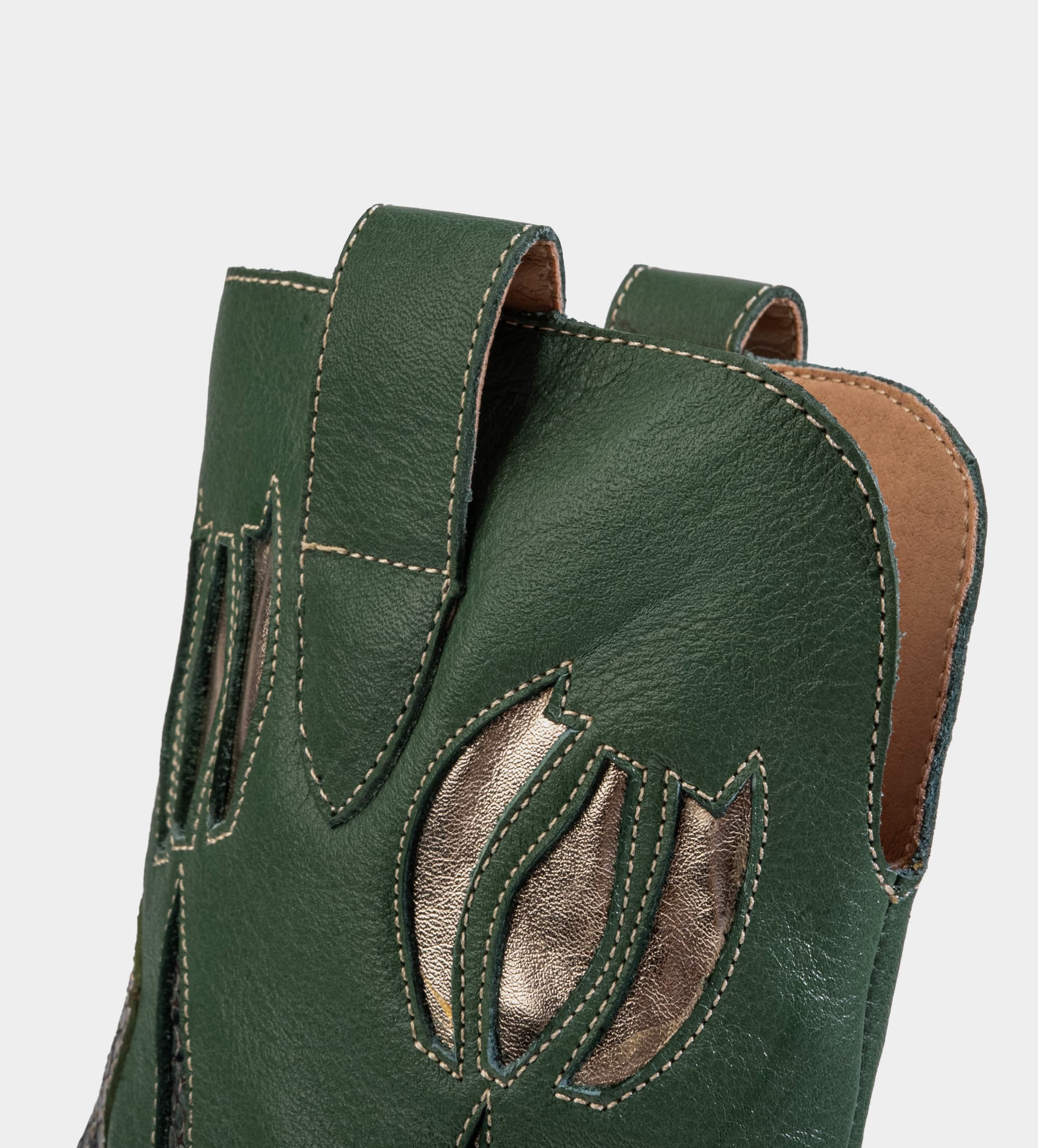 BOTA WESTERN PIEL GRABADO ANIMAL PRINT VERDE