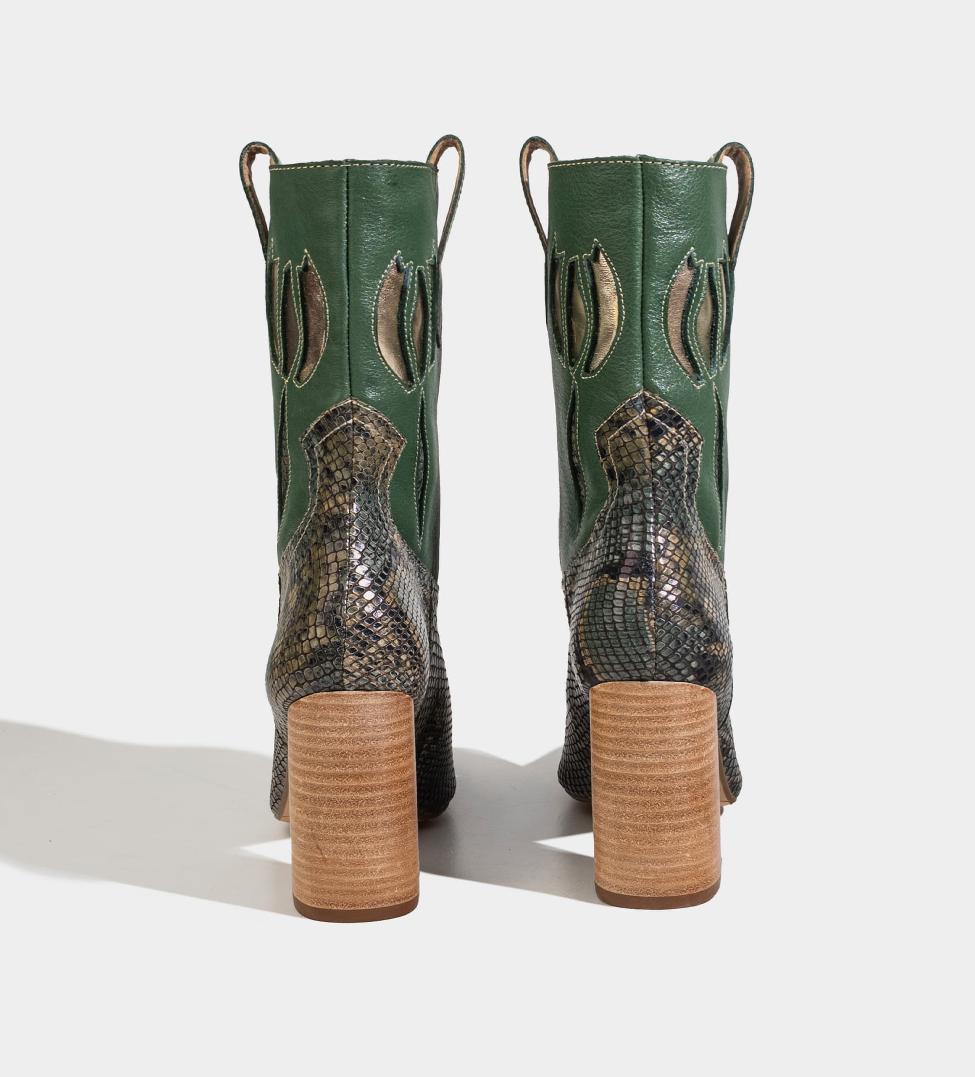 BOTA WESTERN PIEL GRABADO ANIMAL PRINT VERDE