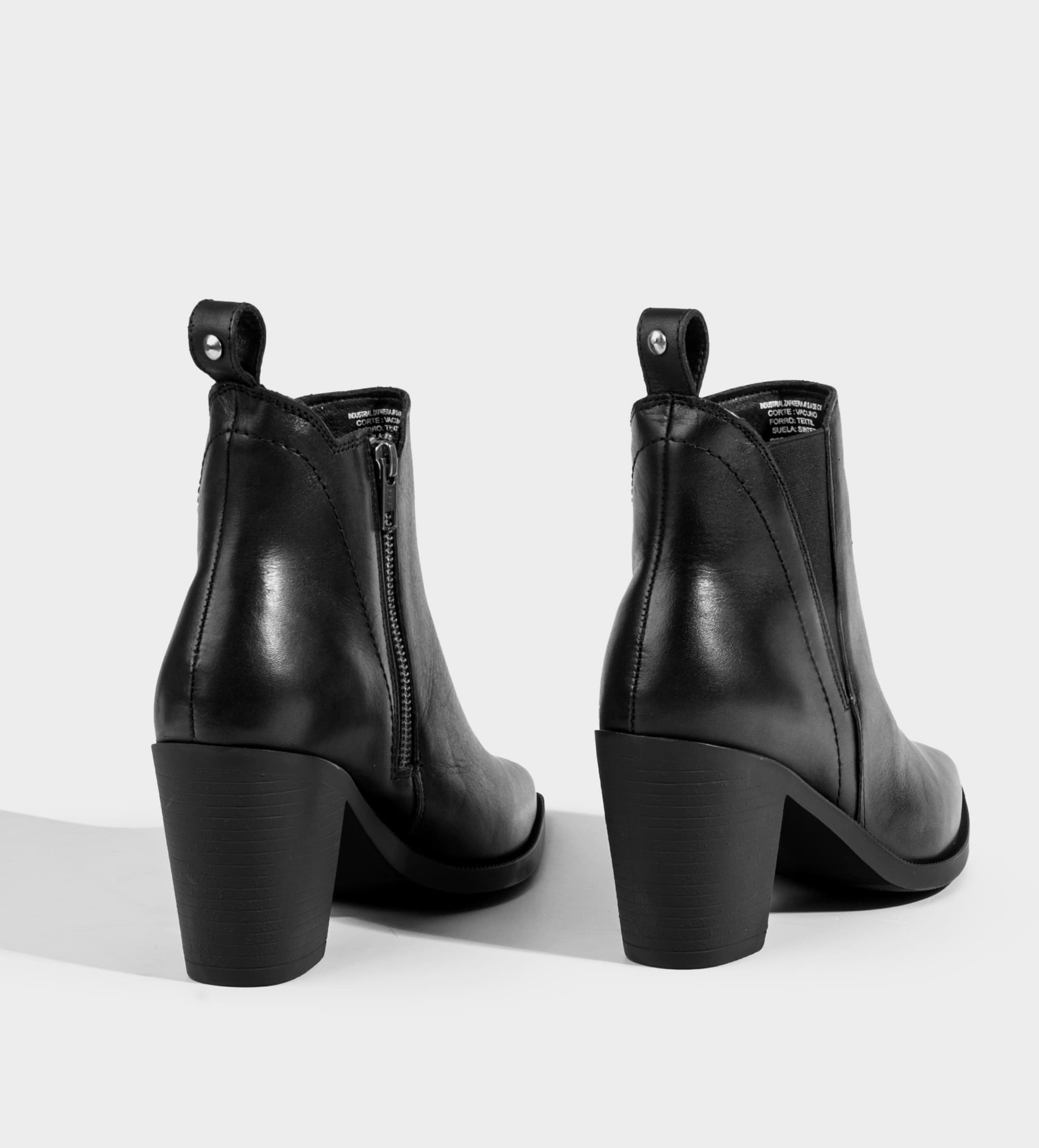 BOTA CHELSEA TACÓN BLOQUE PIEL NEGRO
