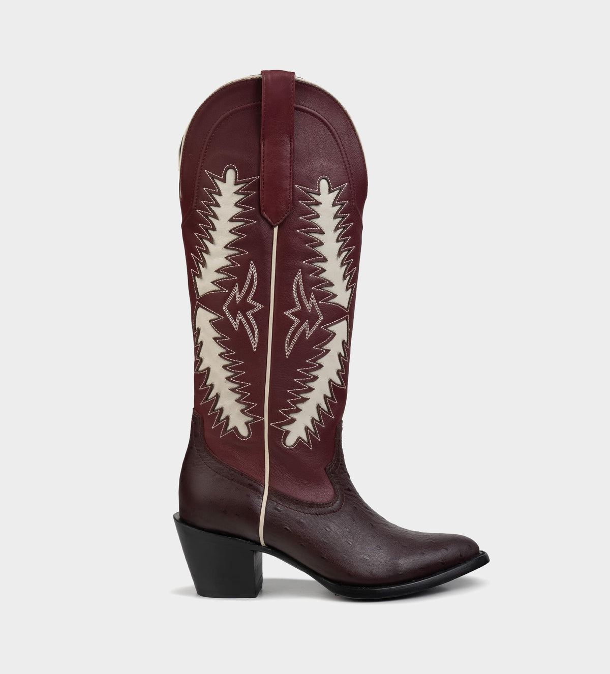 BOTA WESTERN PIEL VINO BORDADOS