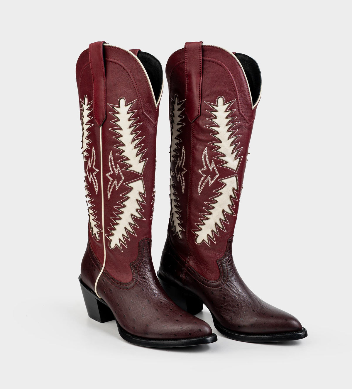 BOTA WESTERN PIEL VINO BORDADOS