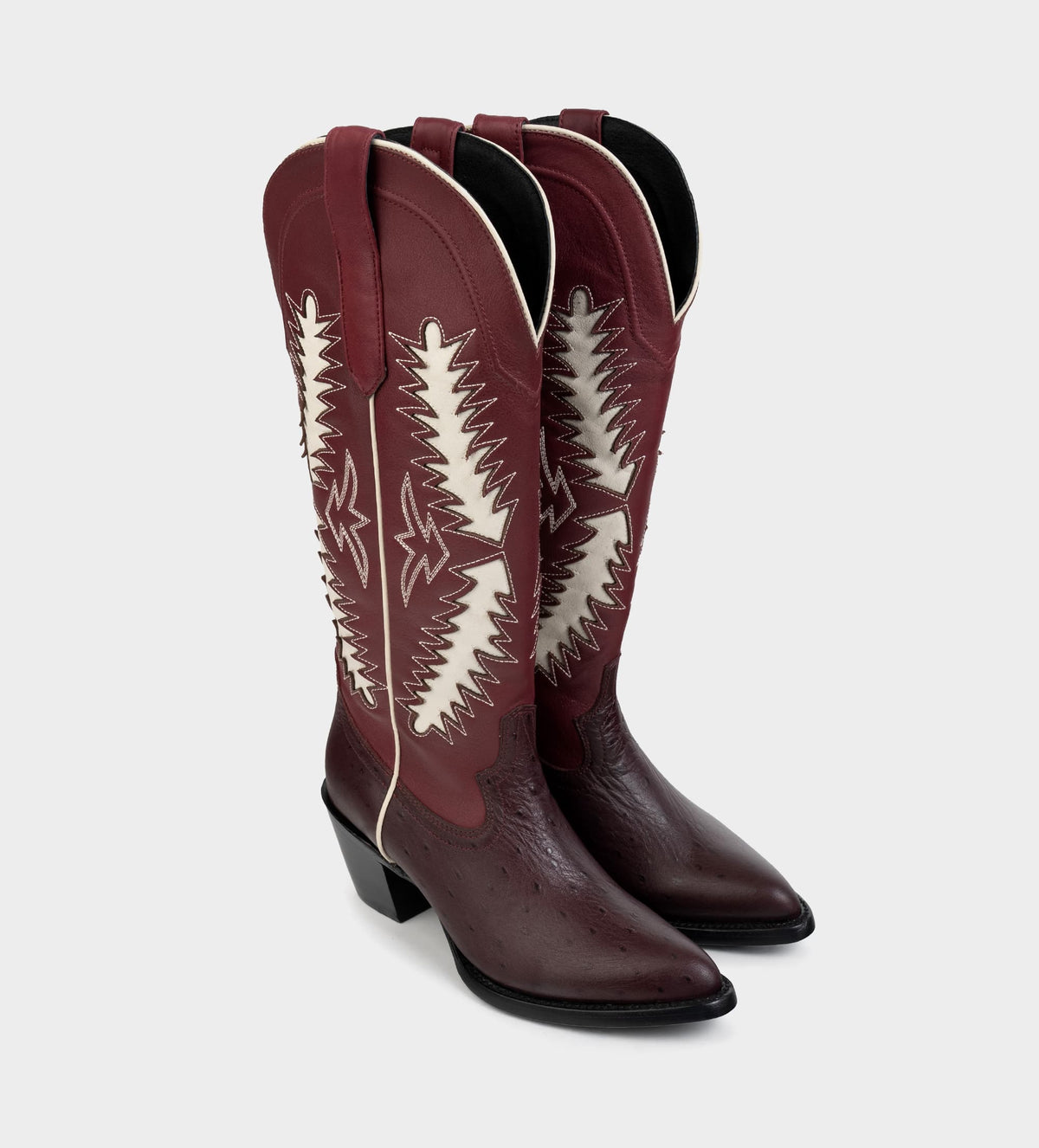 BOTA WESTERN PIEL VINO BORDADOS