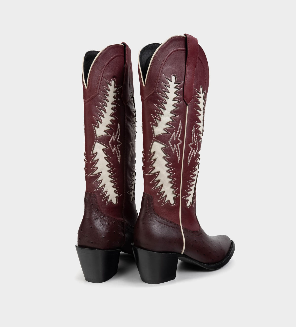 BOTA WESTERN PIEL VINO BORDADOS