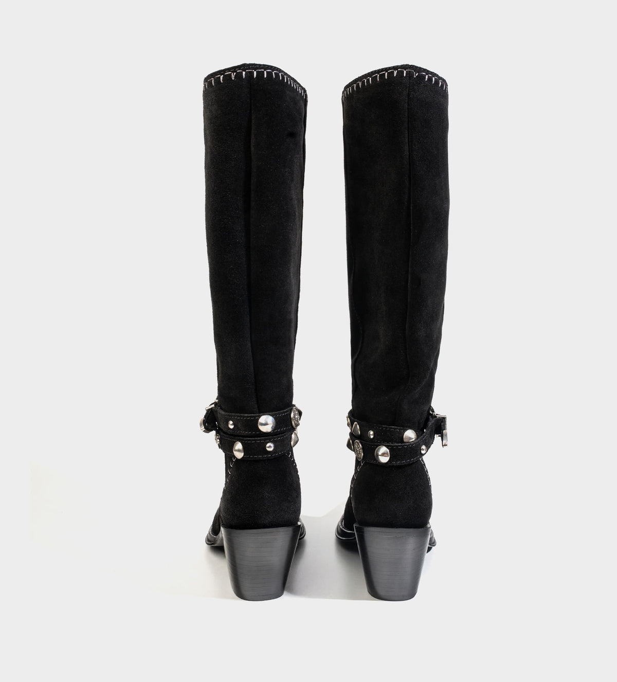 BOTA ALTA WESTERN GAMUZA CINTURÓN NEGRO