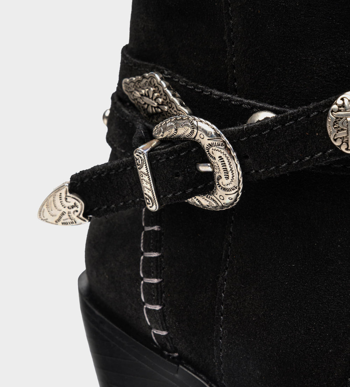 BOTA ALTA WESTERN GAMUZA CINTURÓN NEGRO