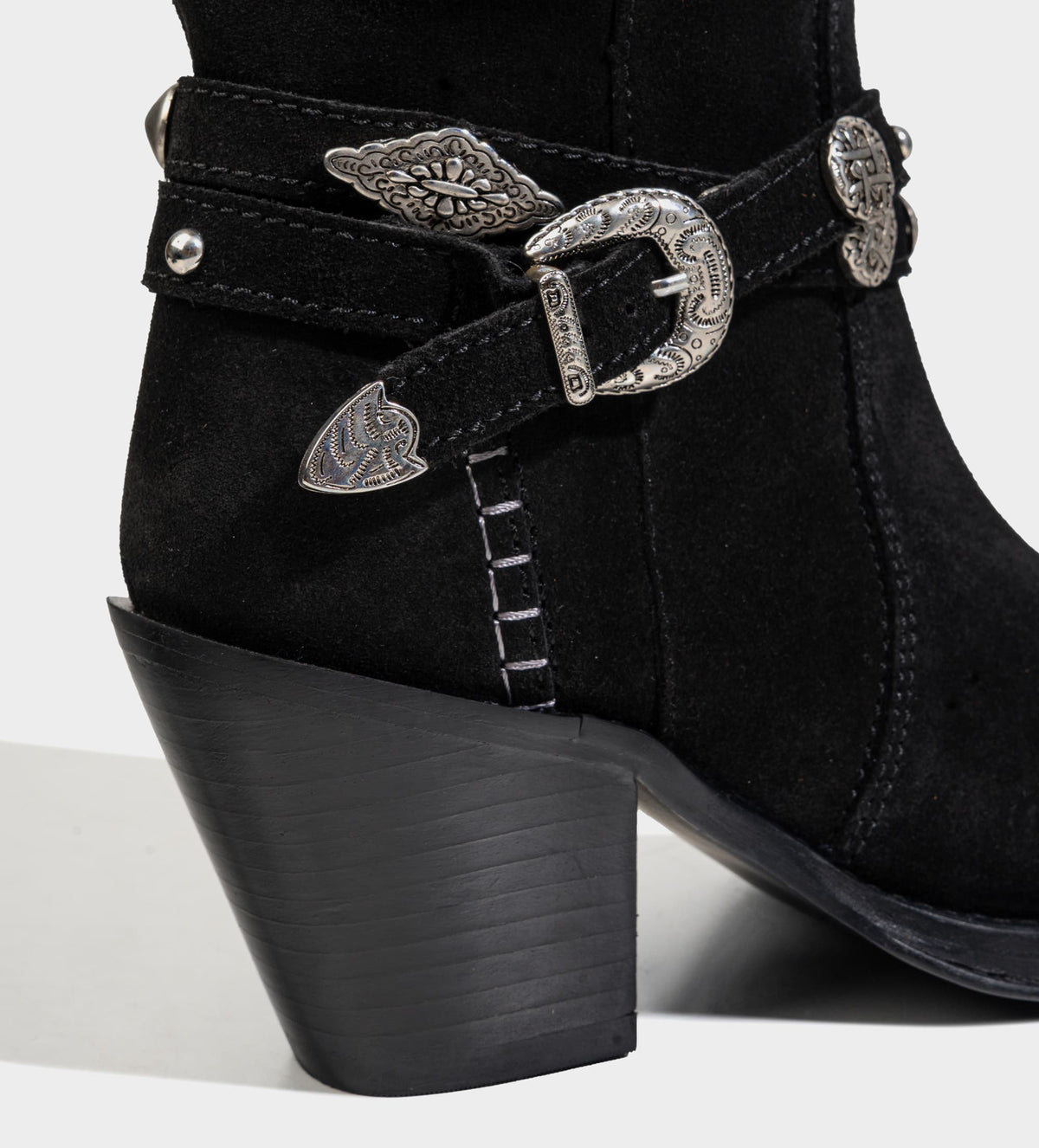 BOTA ALTA WESTERN GAMUZA CINTURÓN NEGRO