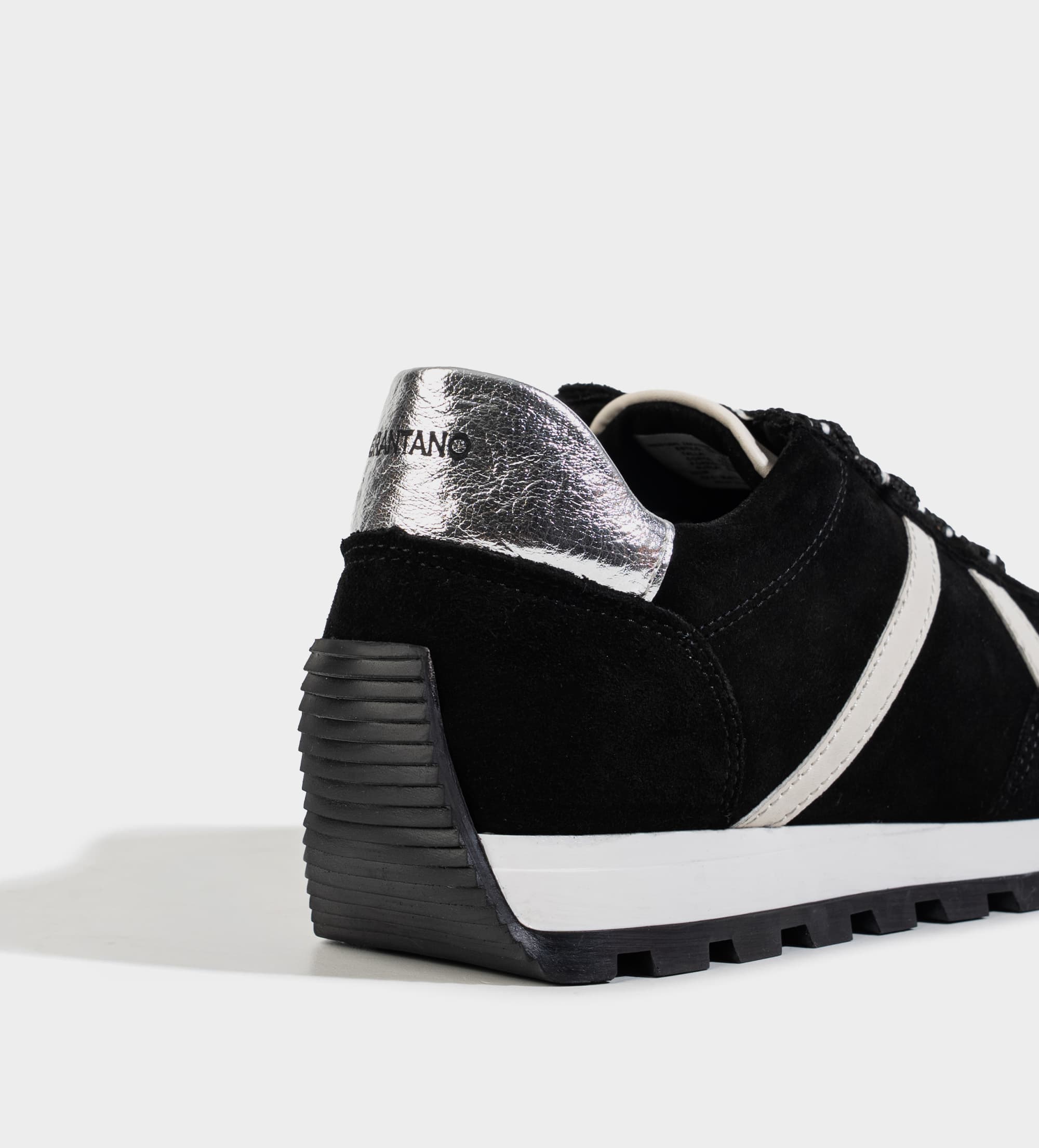 SNEAKER CASUAL GAMUZA PIEL NEGRO FRANJAS LATERALES